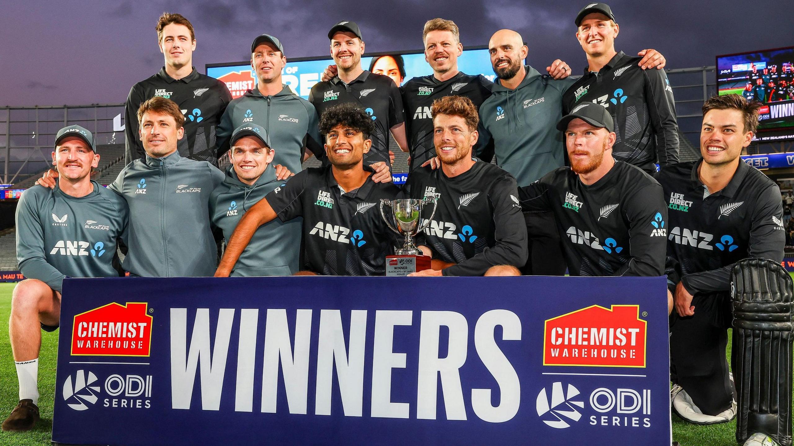 New Zealand with the ODI series trophy