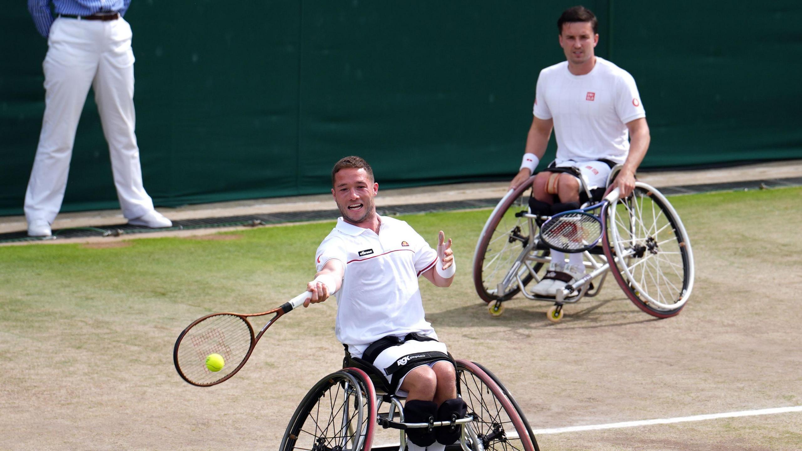 Alfie Hewett and Gordon Reid in action at Wimbledon 2024