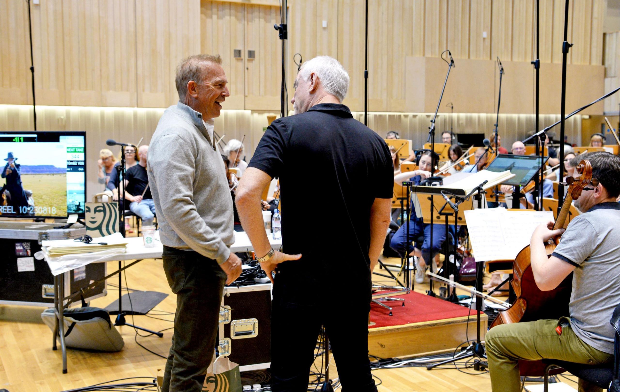 Kevin Costner in the Glasgow studio with the RSNO