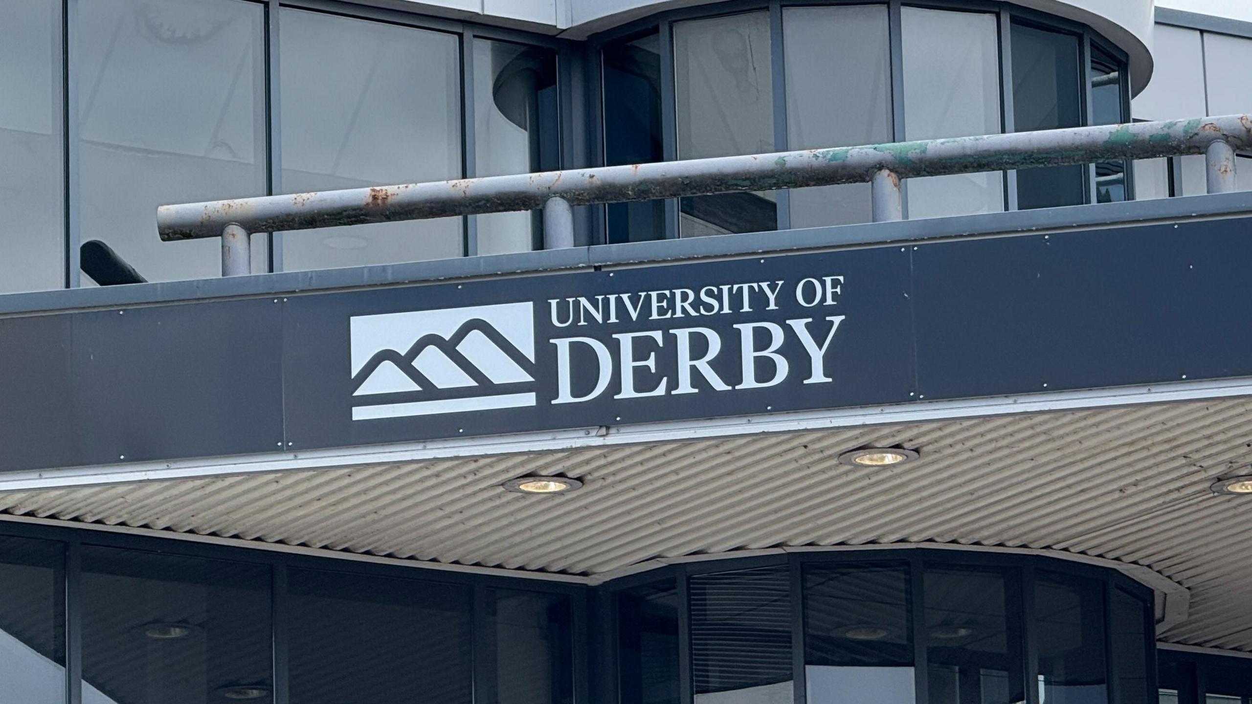 A sign outside the University of Derby's main campus on Kedleston Road