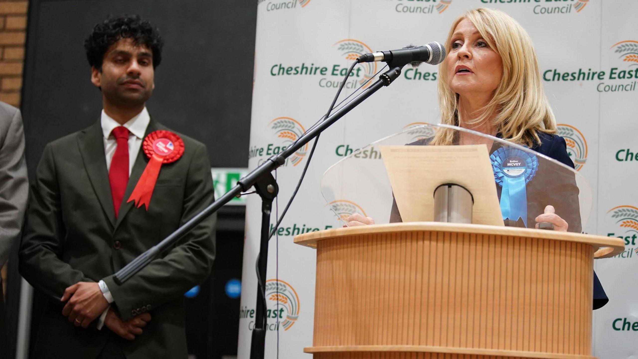 Minister of State without Portfolio Esther McVey at Macclesfield Leisure Centre