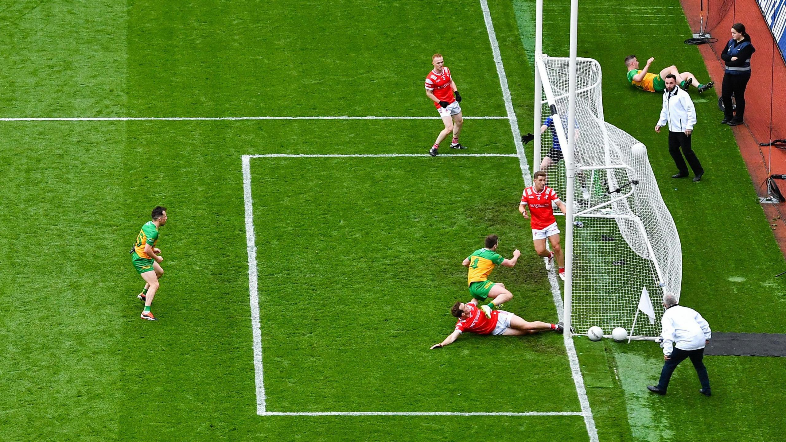 Eoghan Ban Gallagher scores Donegal's goal