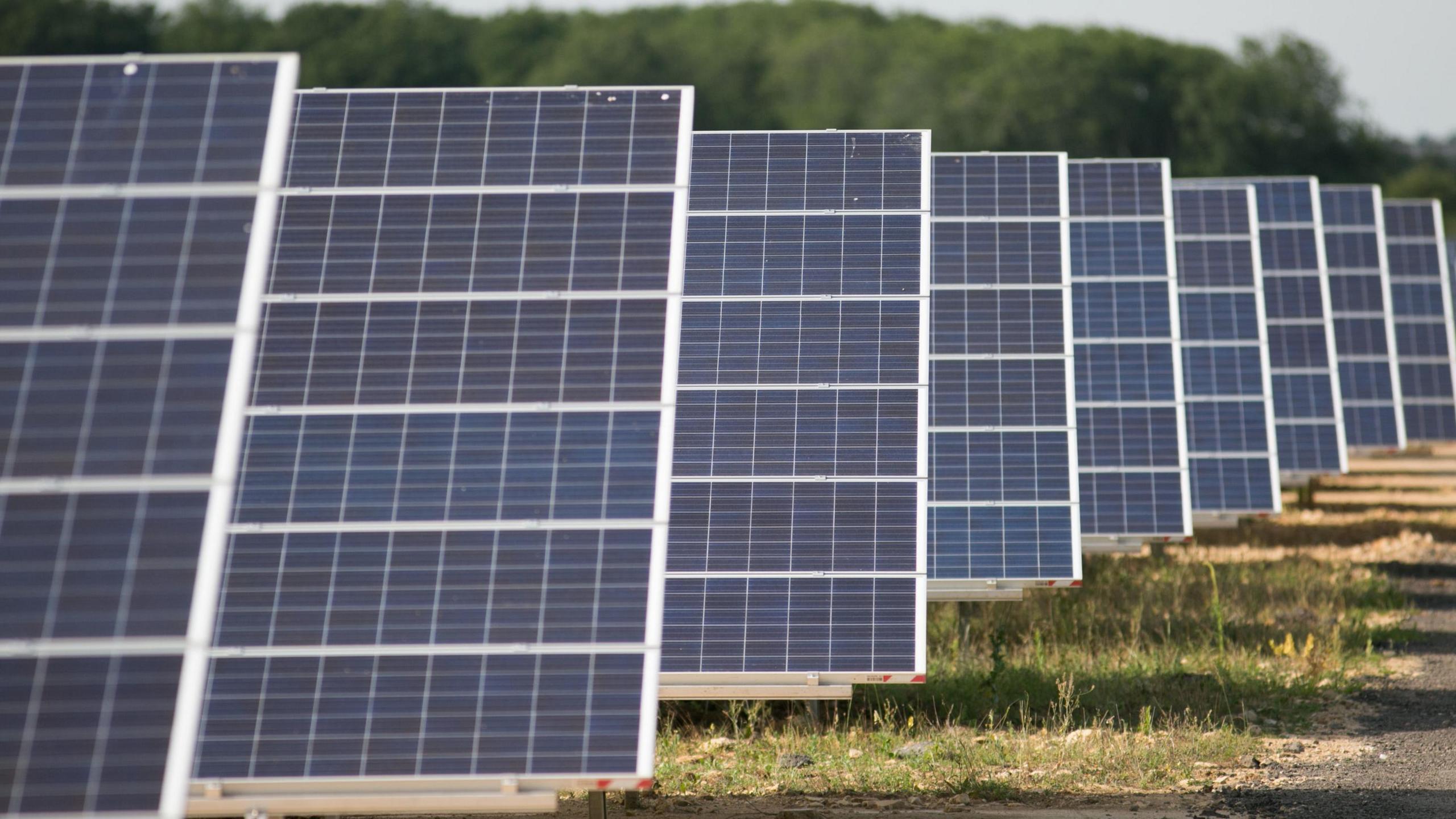 Solar panels at Kencot solar farm in Lechlade