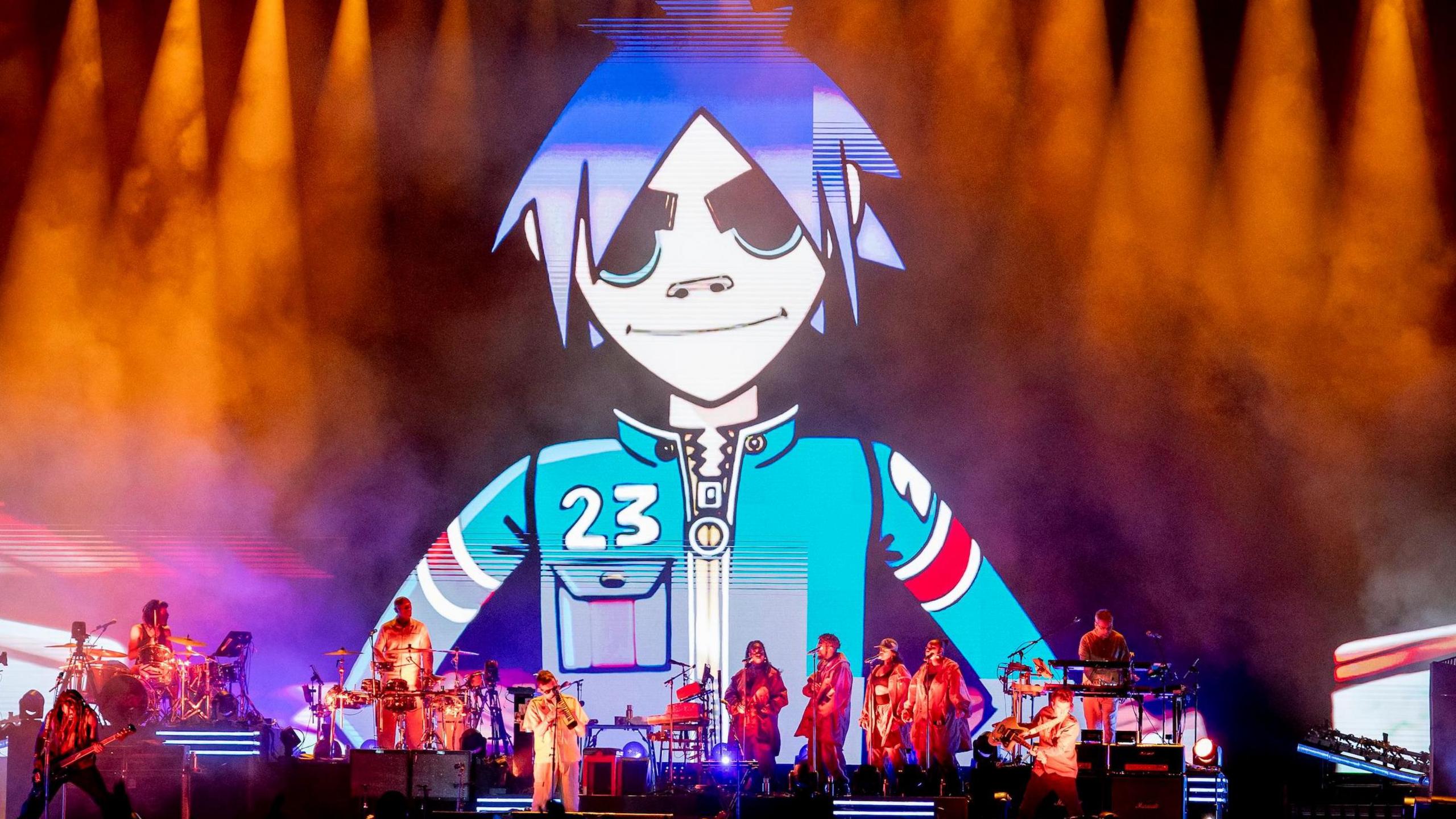 Gorillaz perform on stage