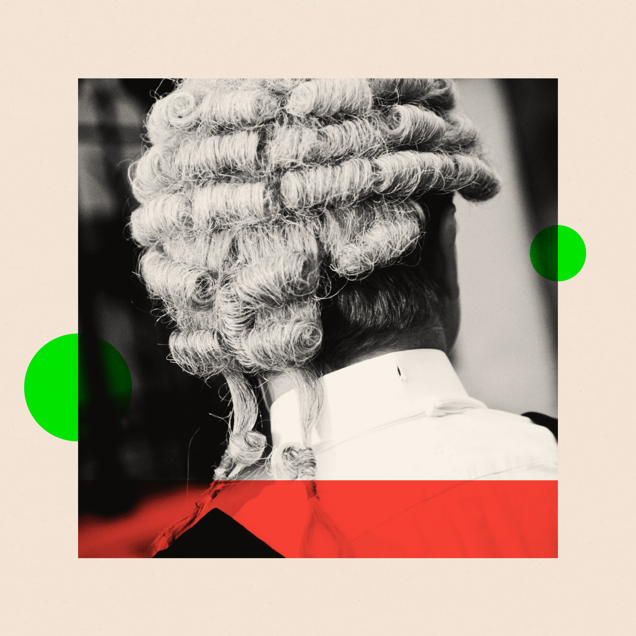 A barrister wearing a wig and gown