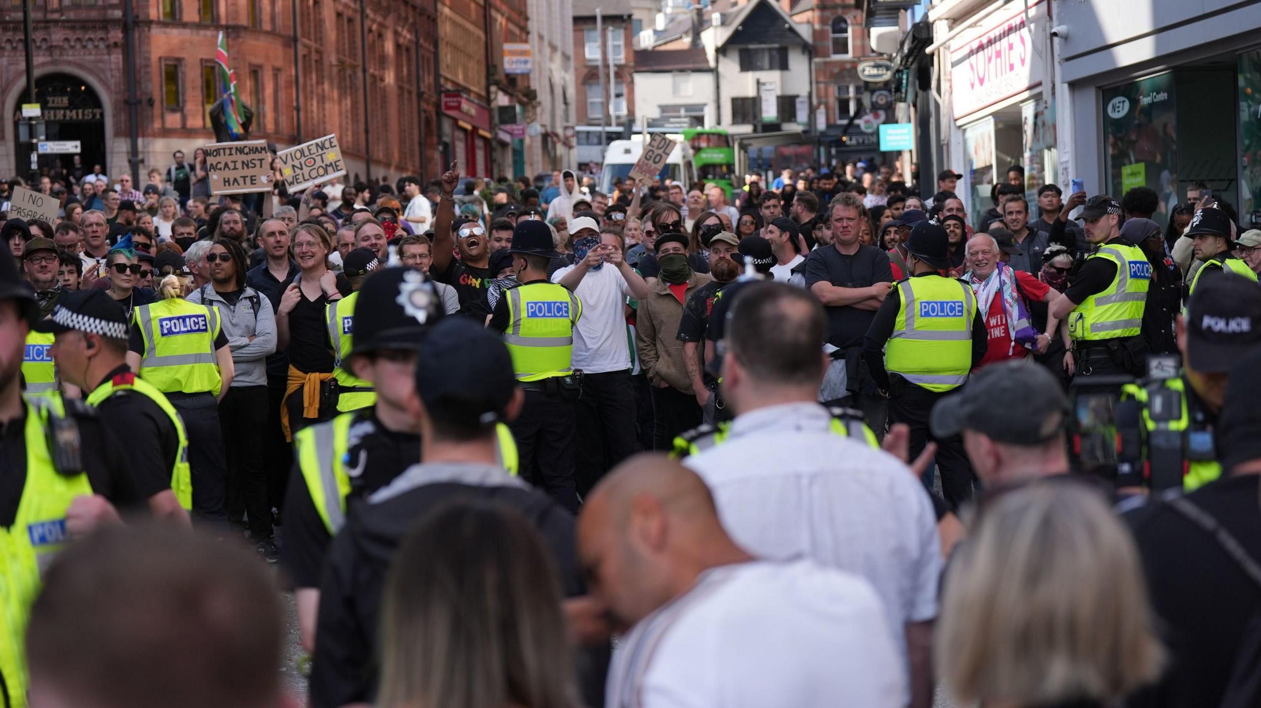 A large group gathered in Old Market Square