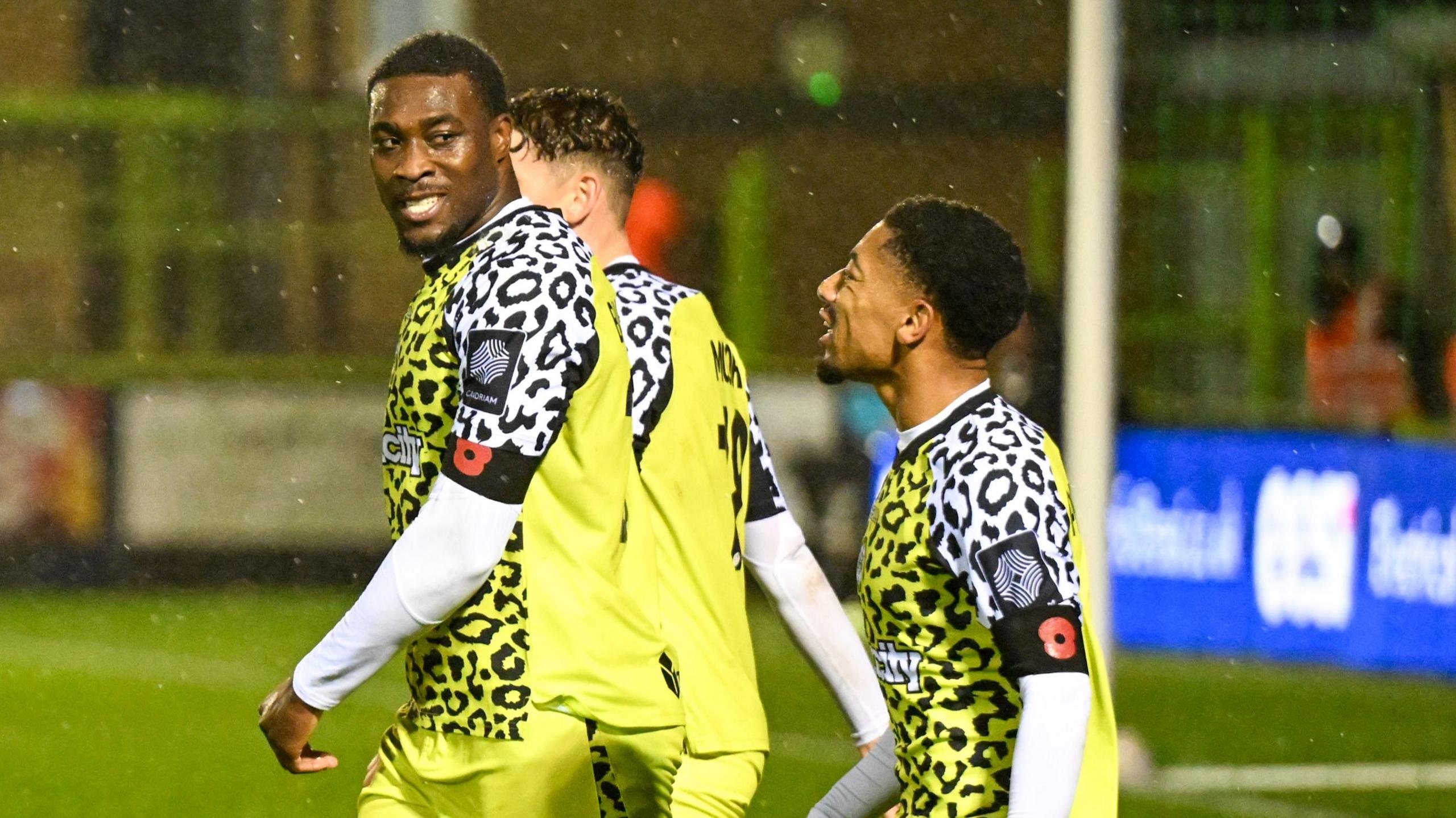 Forest Green Rovers' Temi Babalola (left)