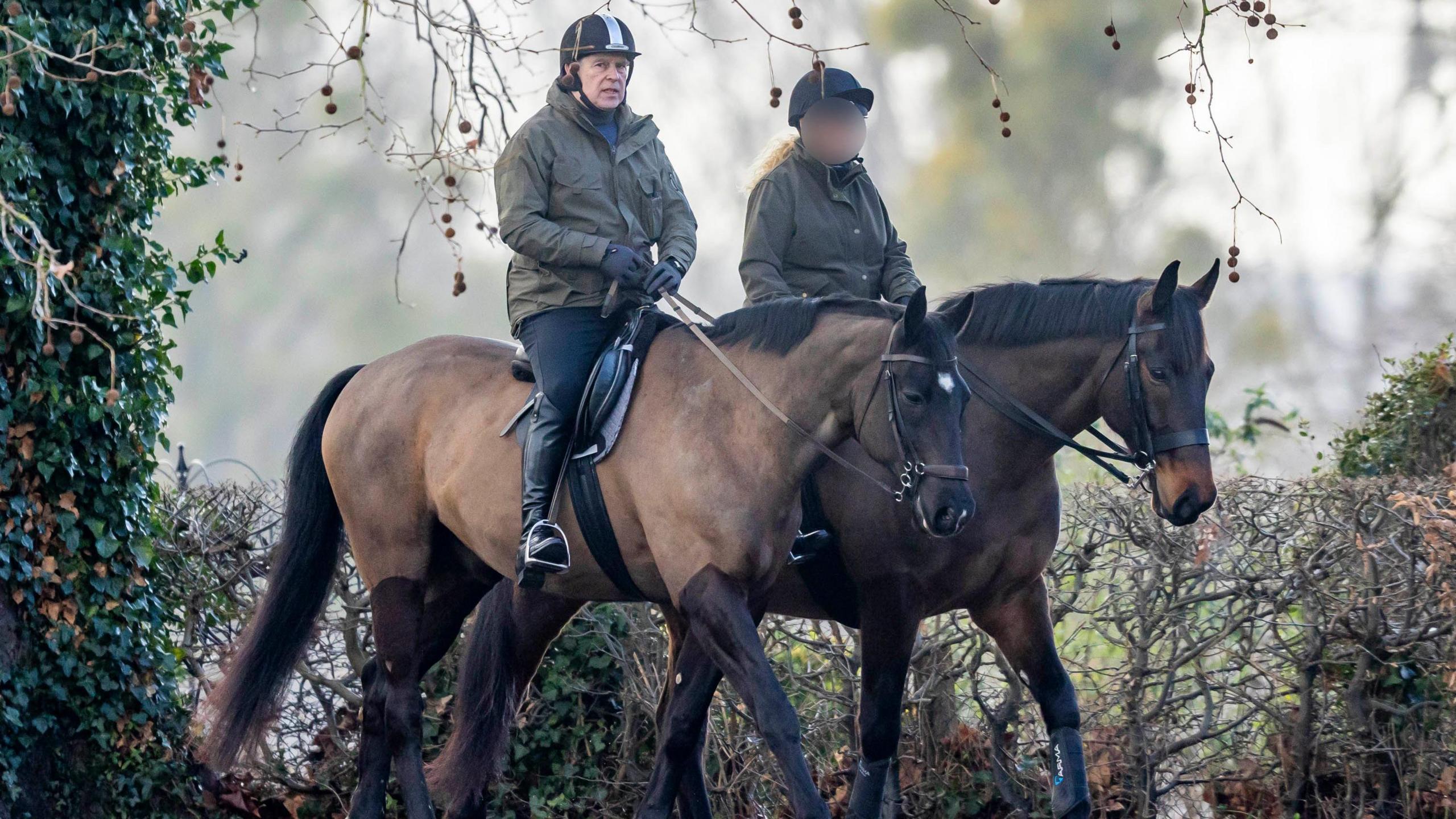 Andrew Mountbatten-Windsor is seen horse riding