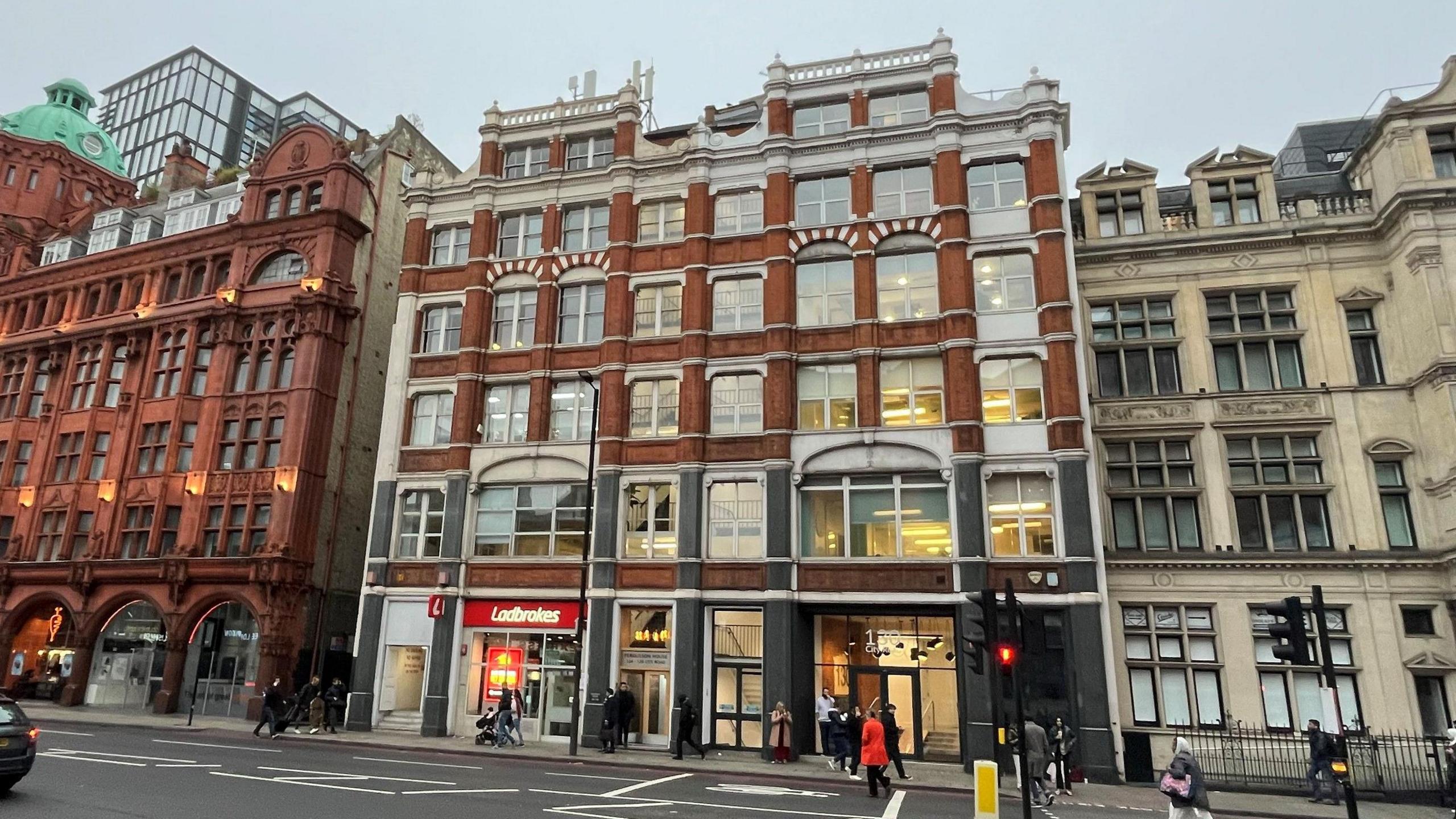 An office block, photographed from the street, in central London