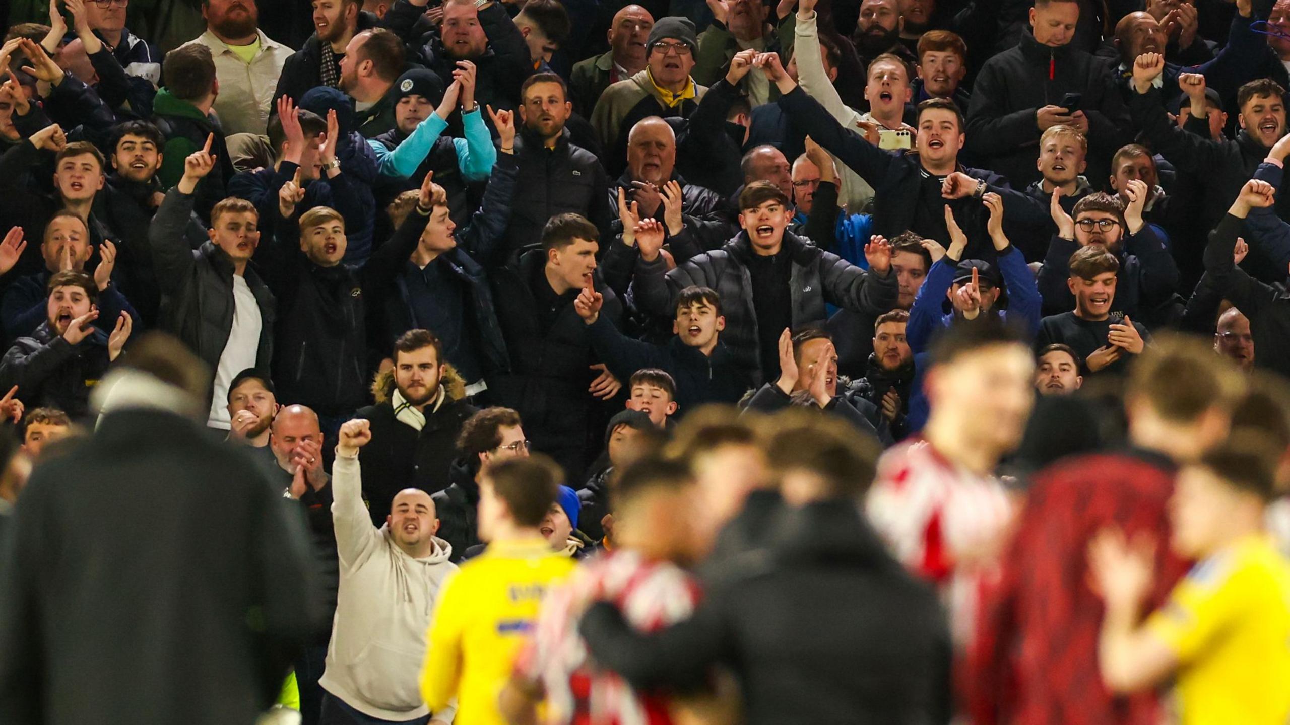 Leeds fans celebrate