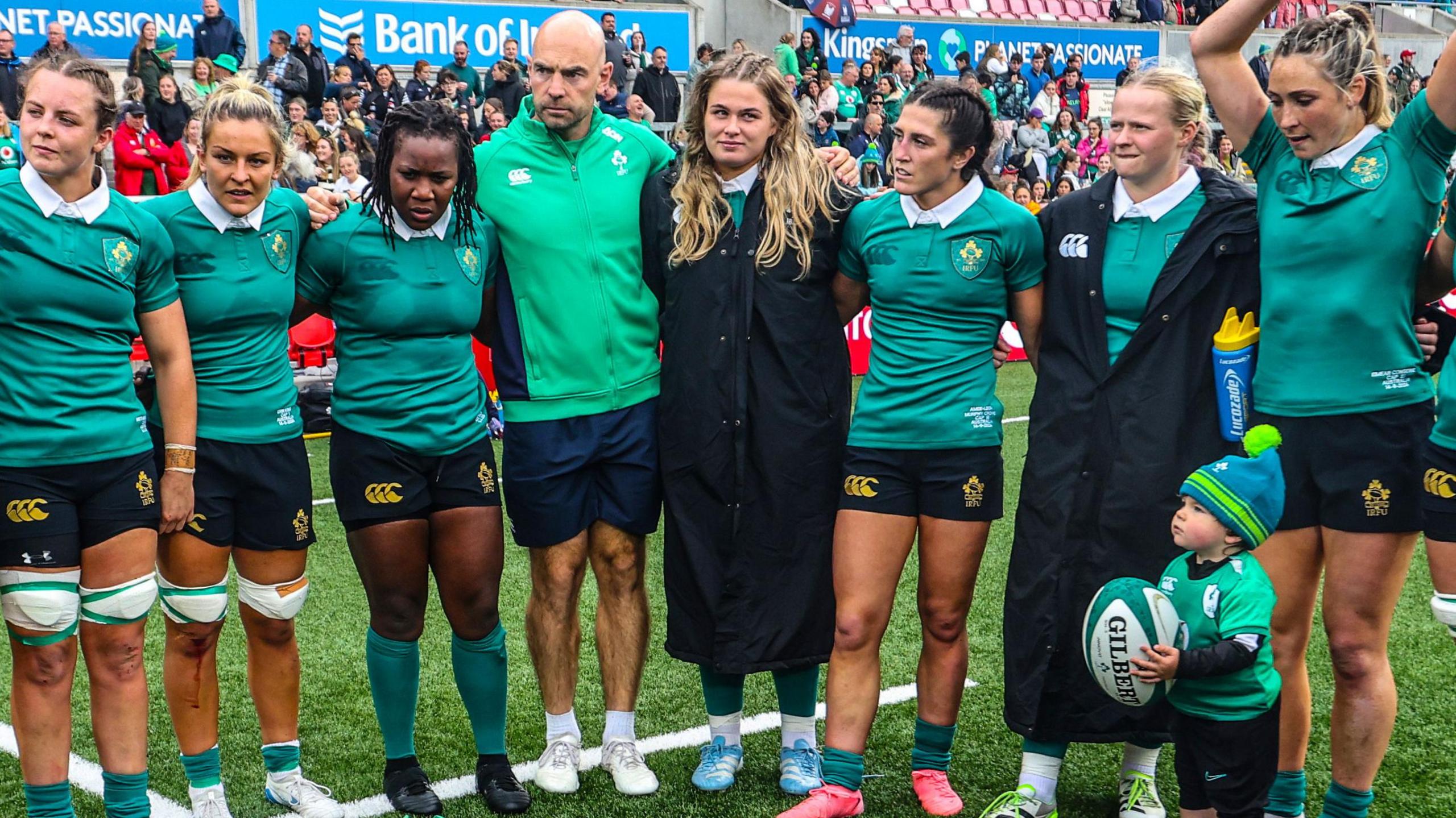 Ireland gather together in a huddle in the aftermath of their 36-10 win over Australia in Belfast