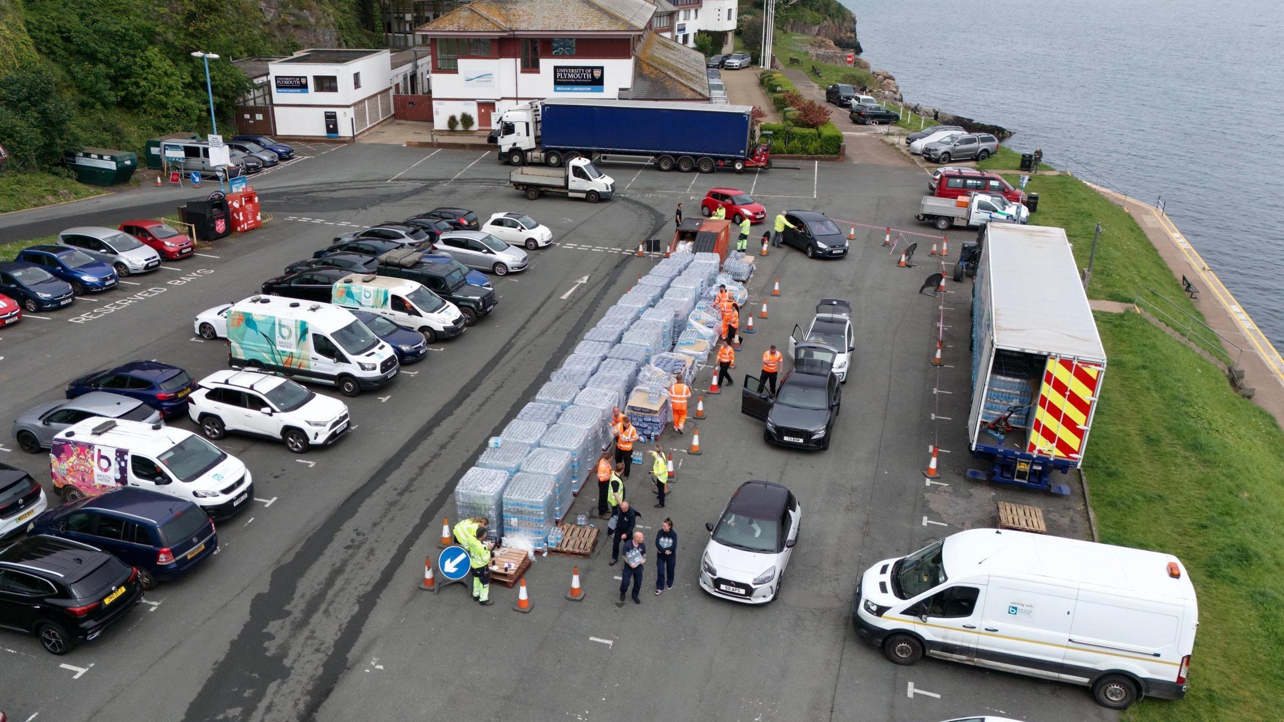 Bottled water collection point in Brixham