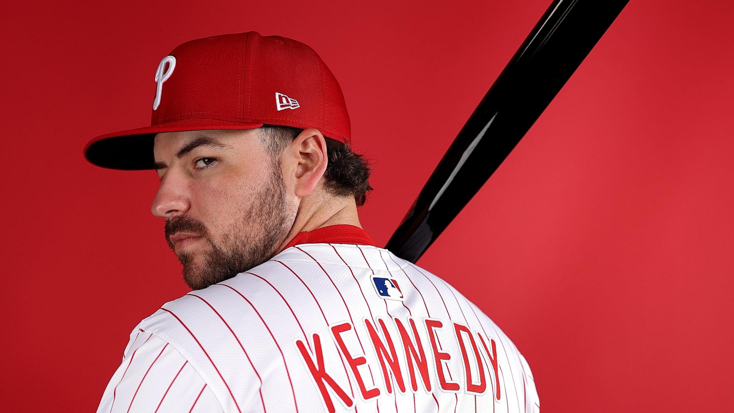 Buddy Kennedy poses for a pre-season picture in a Philadelphia Phillies uniform