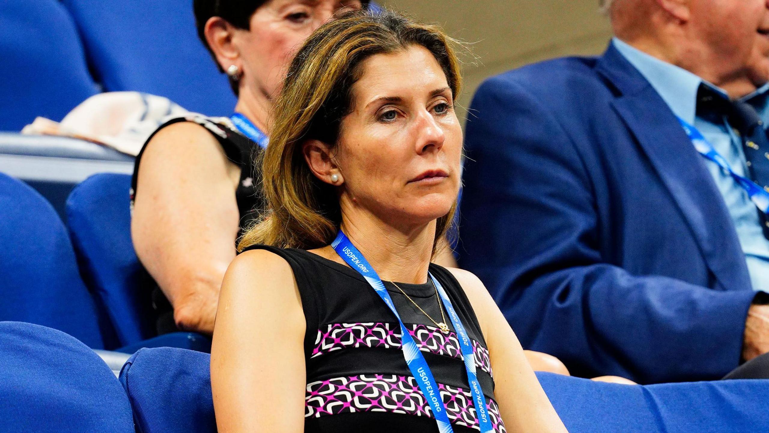 Monica Seles watches at the US Open
