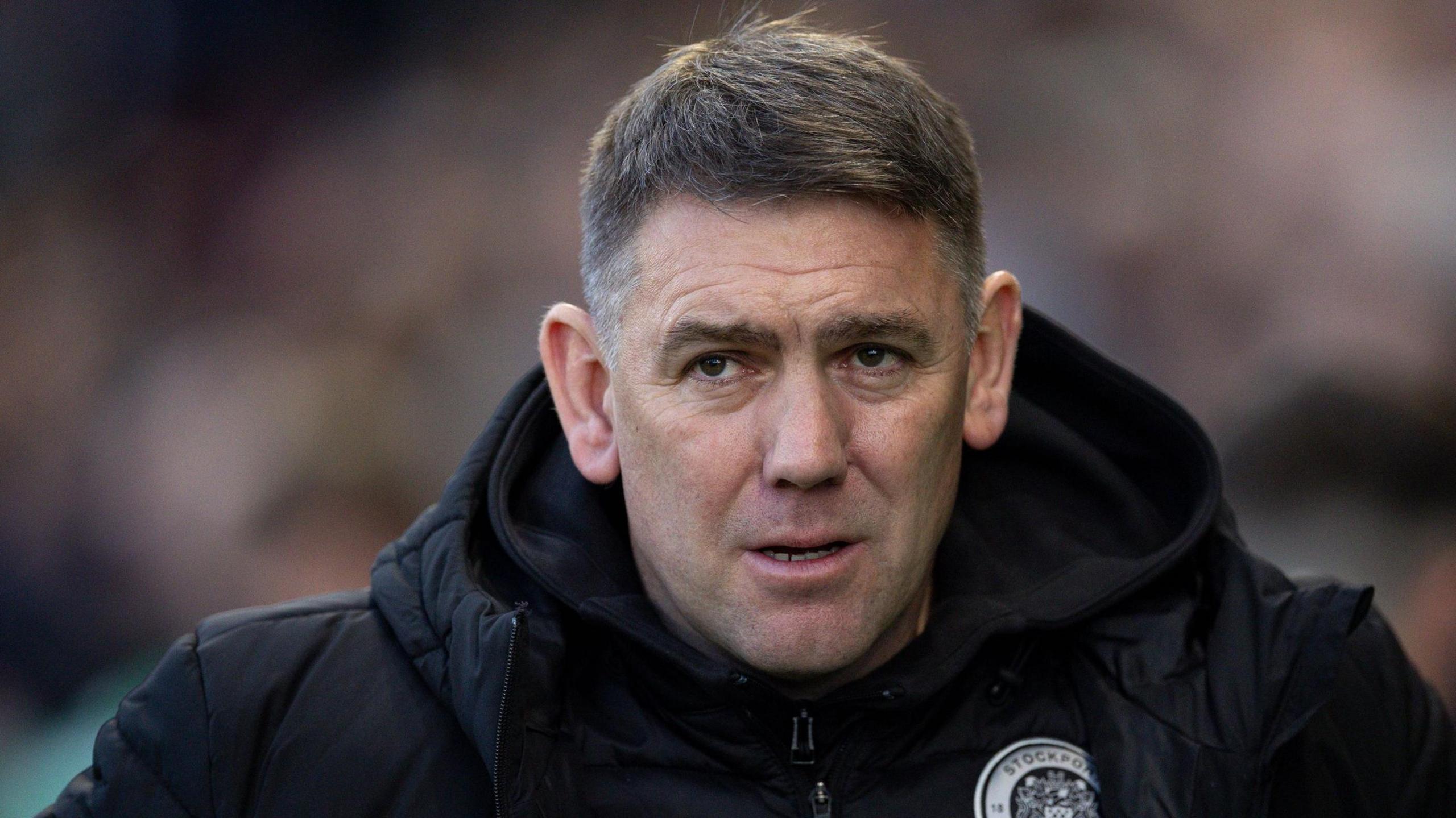 Dave Challinor looks on during a Stockport County fixture
