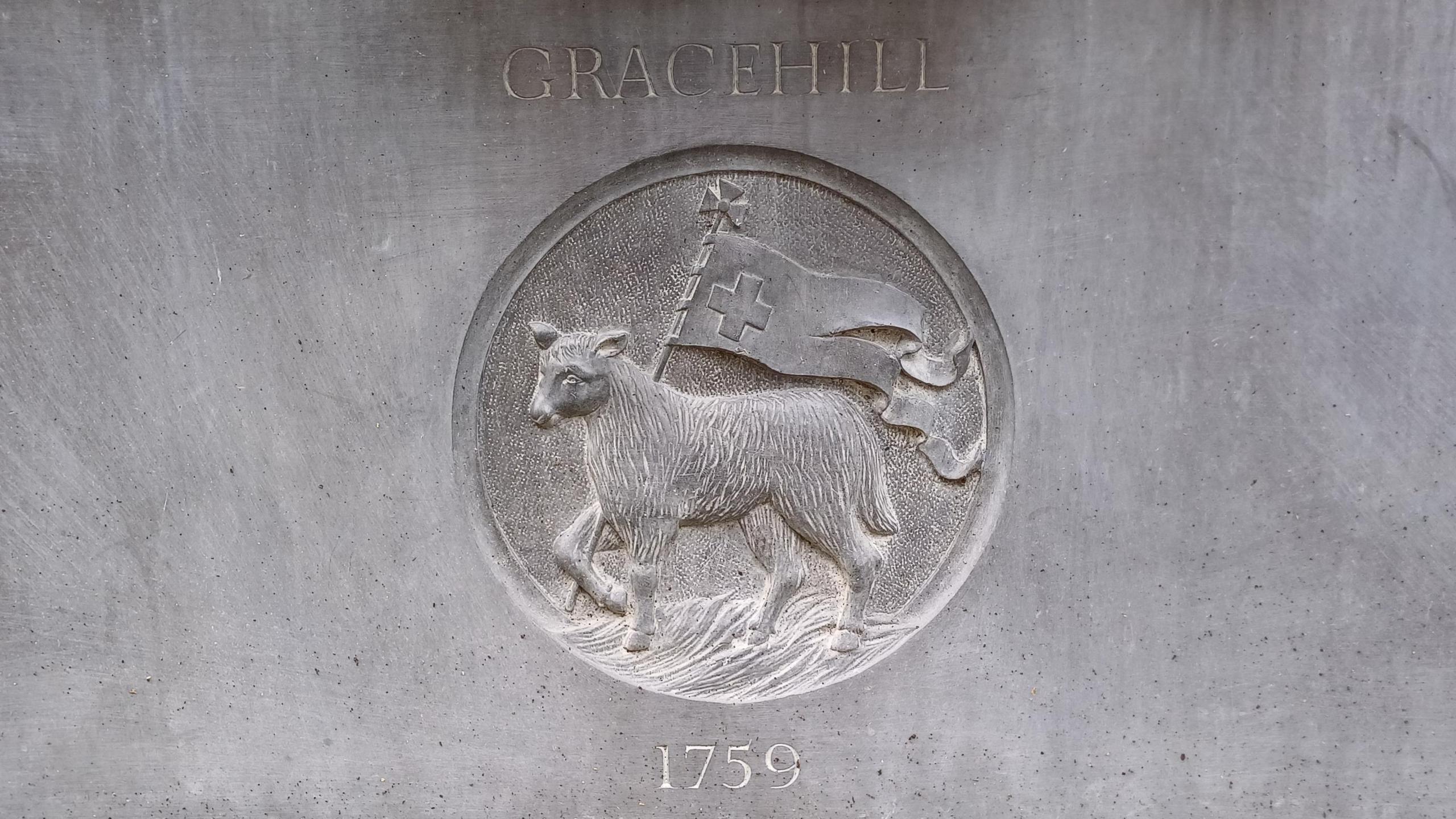 Insignia showing a lamb and a flag with the date, 1759