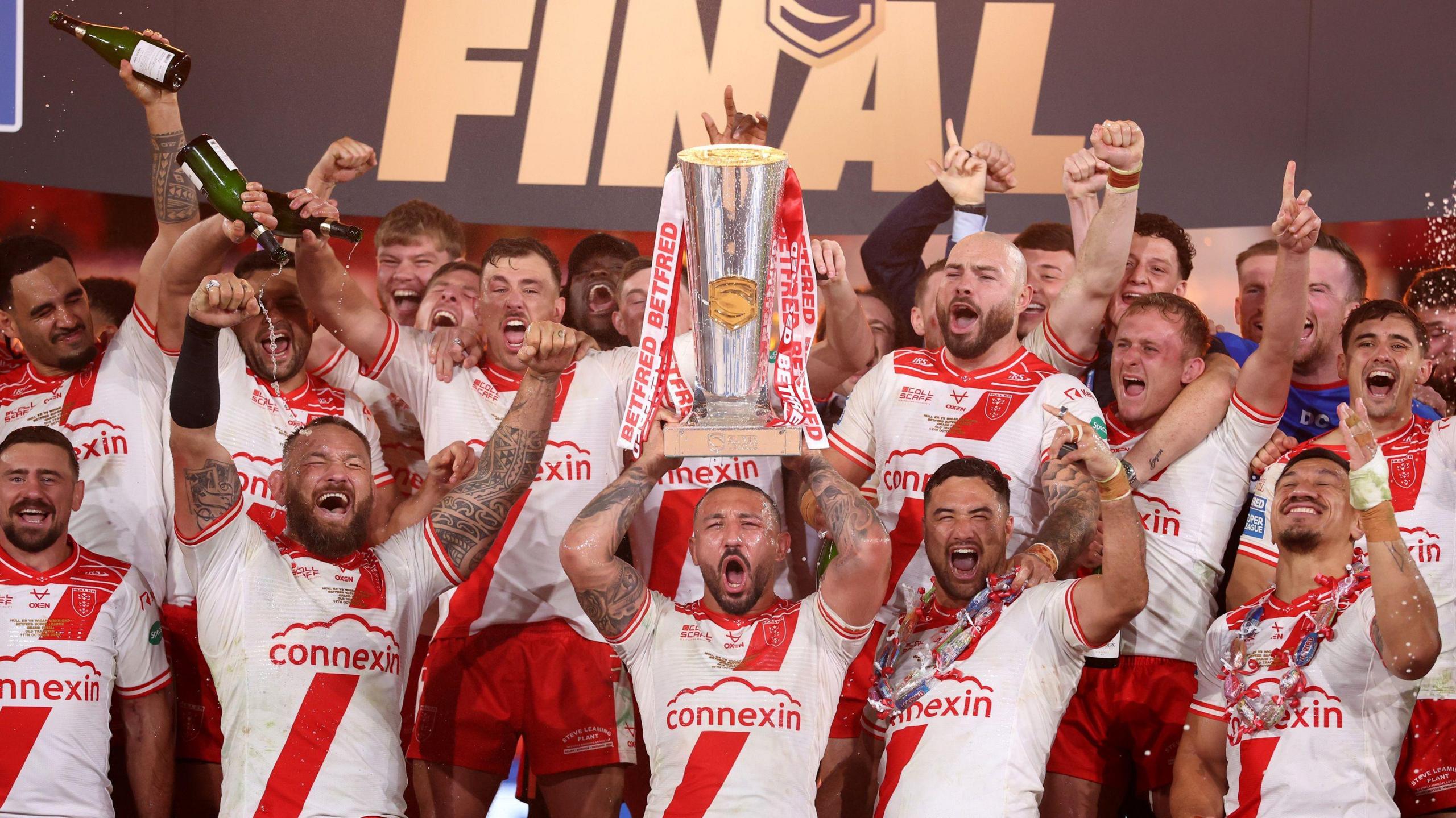 Hull KR celebrate winning the Super League Grand Final