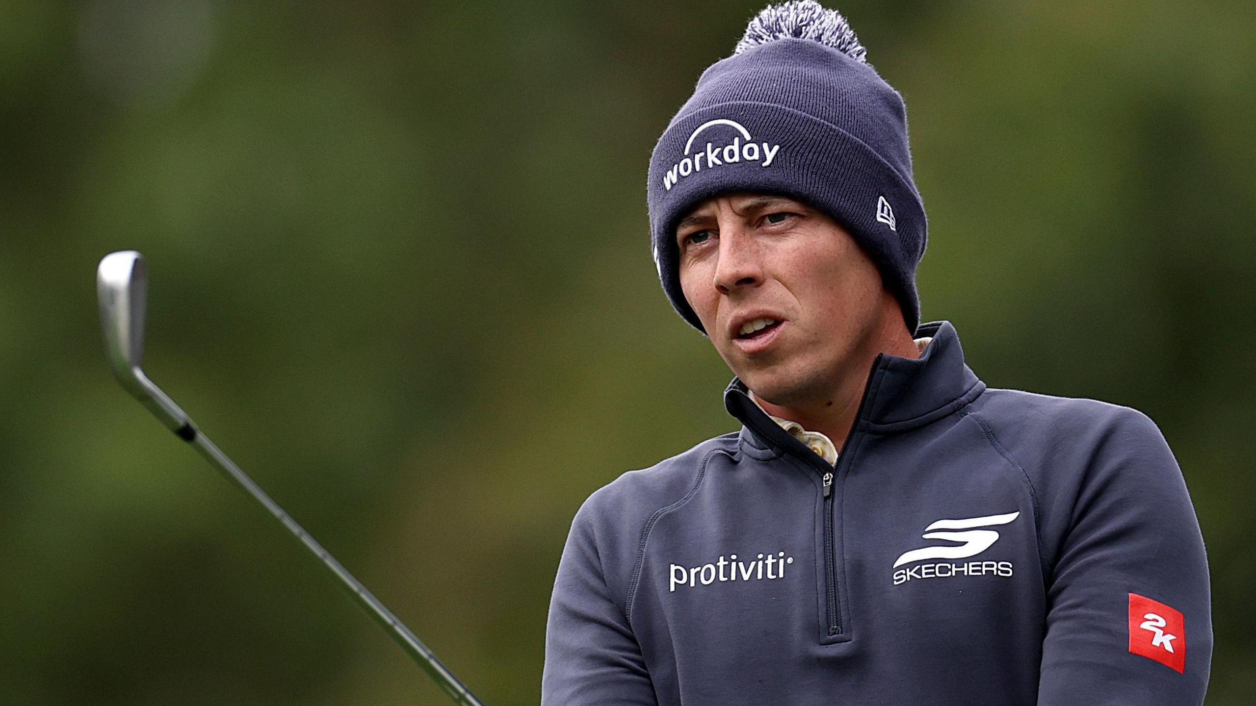Matt Fitzpatrick gets fresh to play a shot