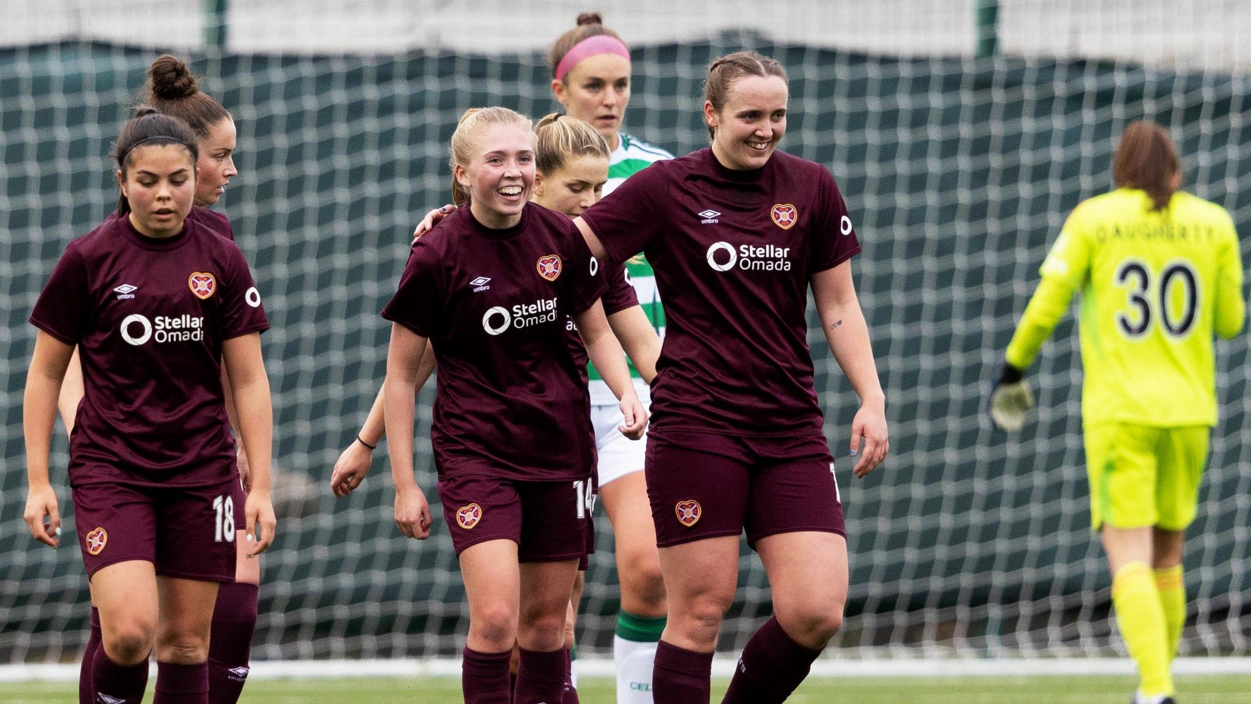 Hearts players celebrating