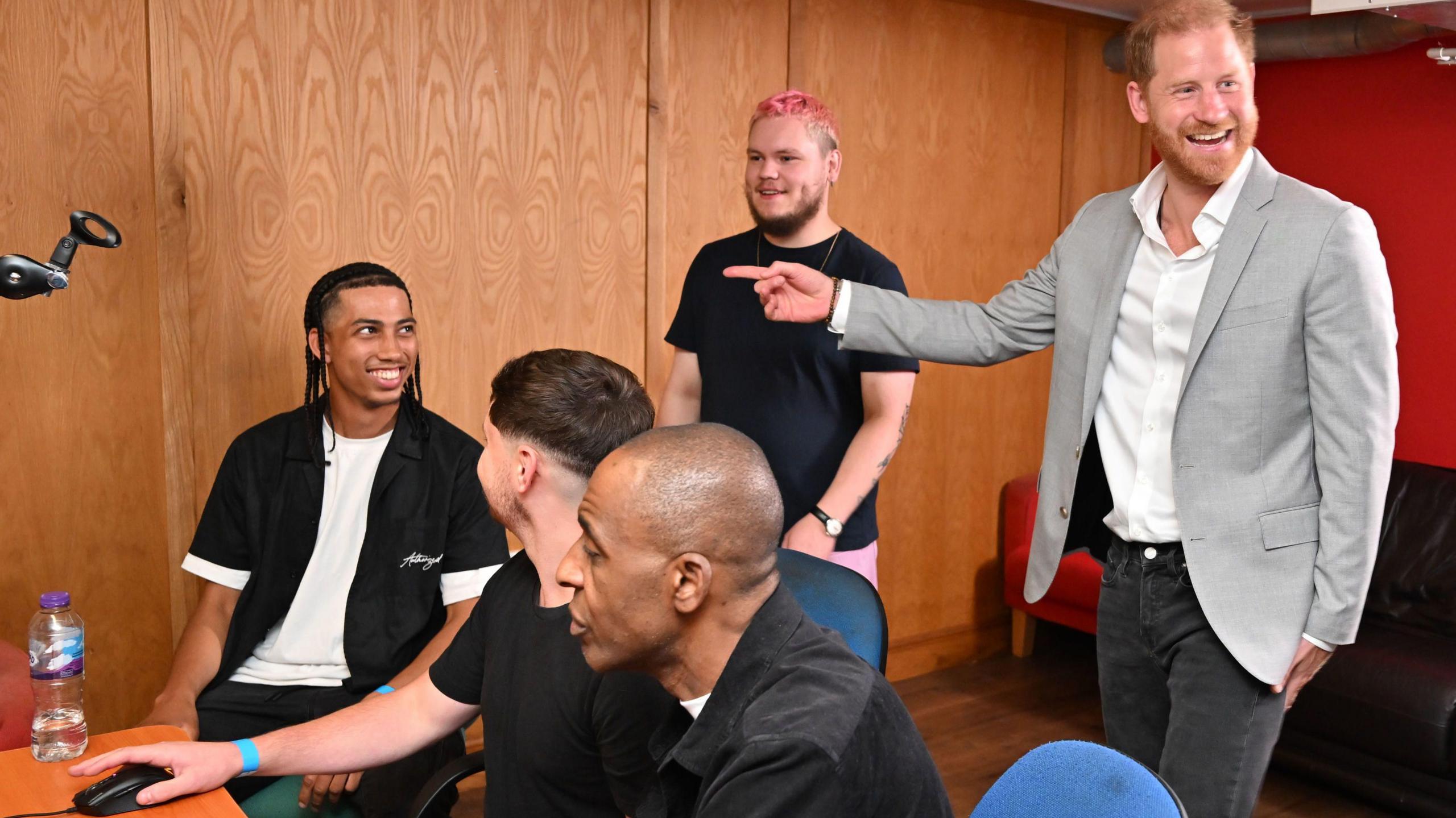 Prince Harry in a community recording studio in Nottingham