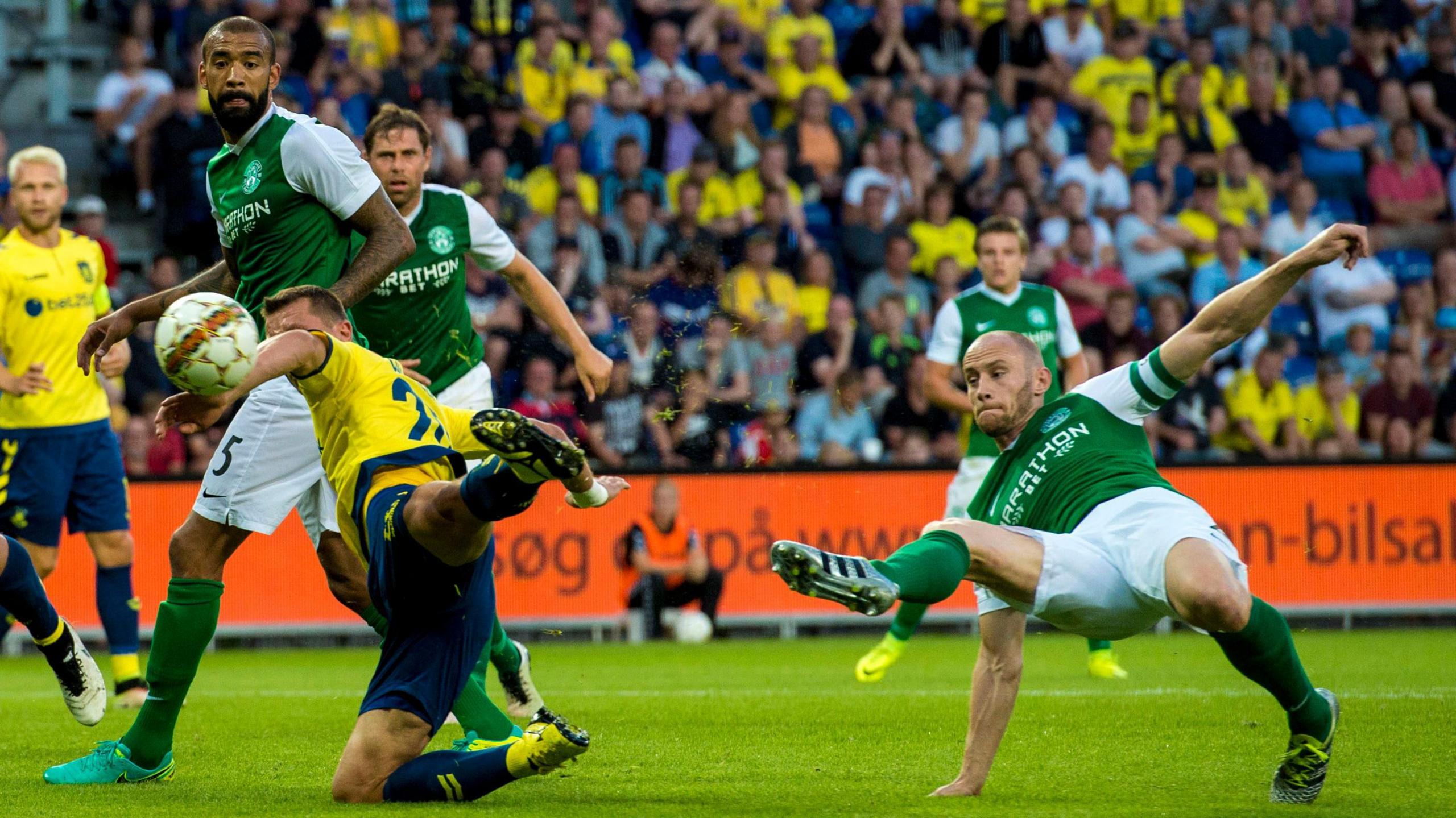 Current head coach David Gray scored when Hibs last faced Brondby
