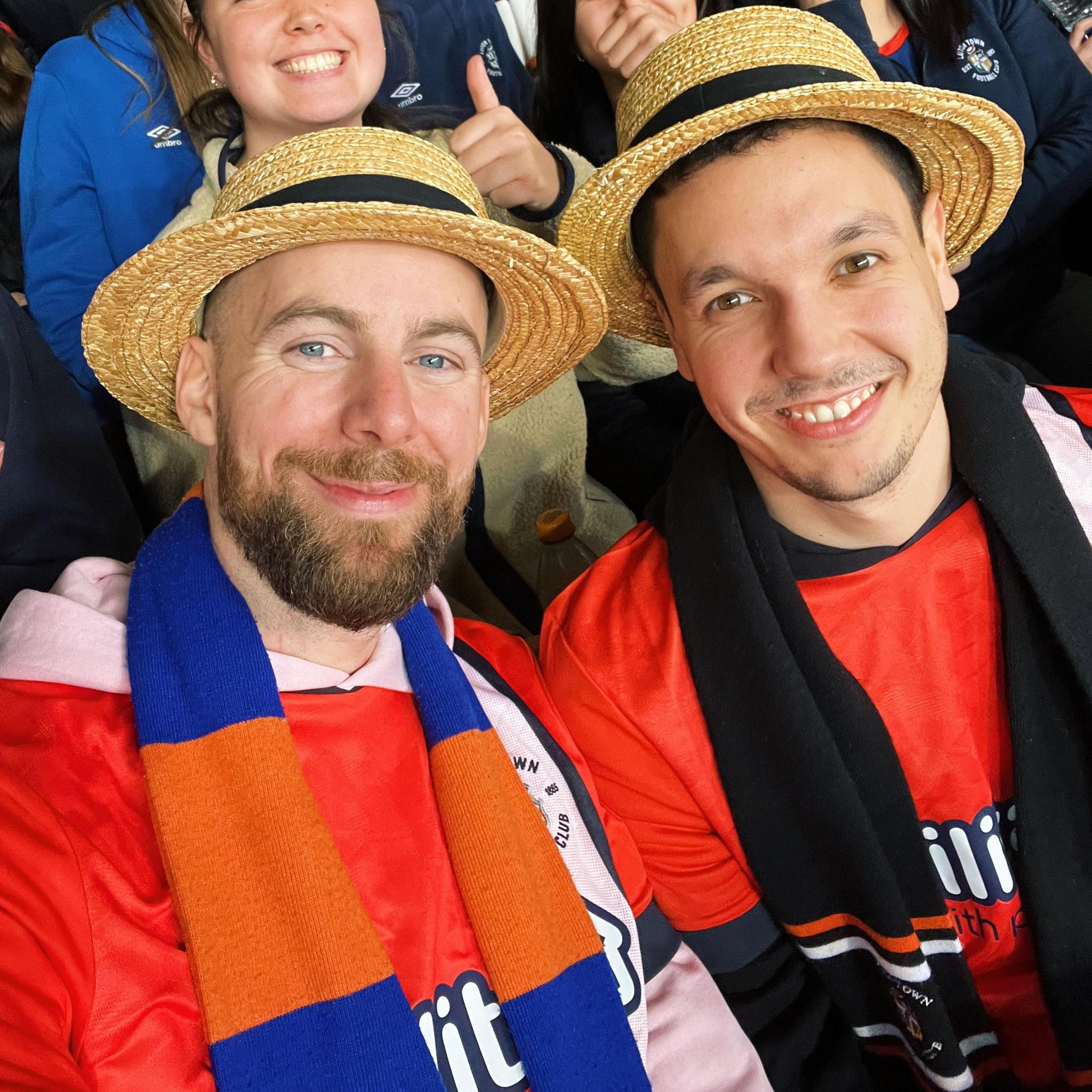 Yes Theory watching a game at Kenilworth Road