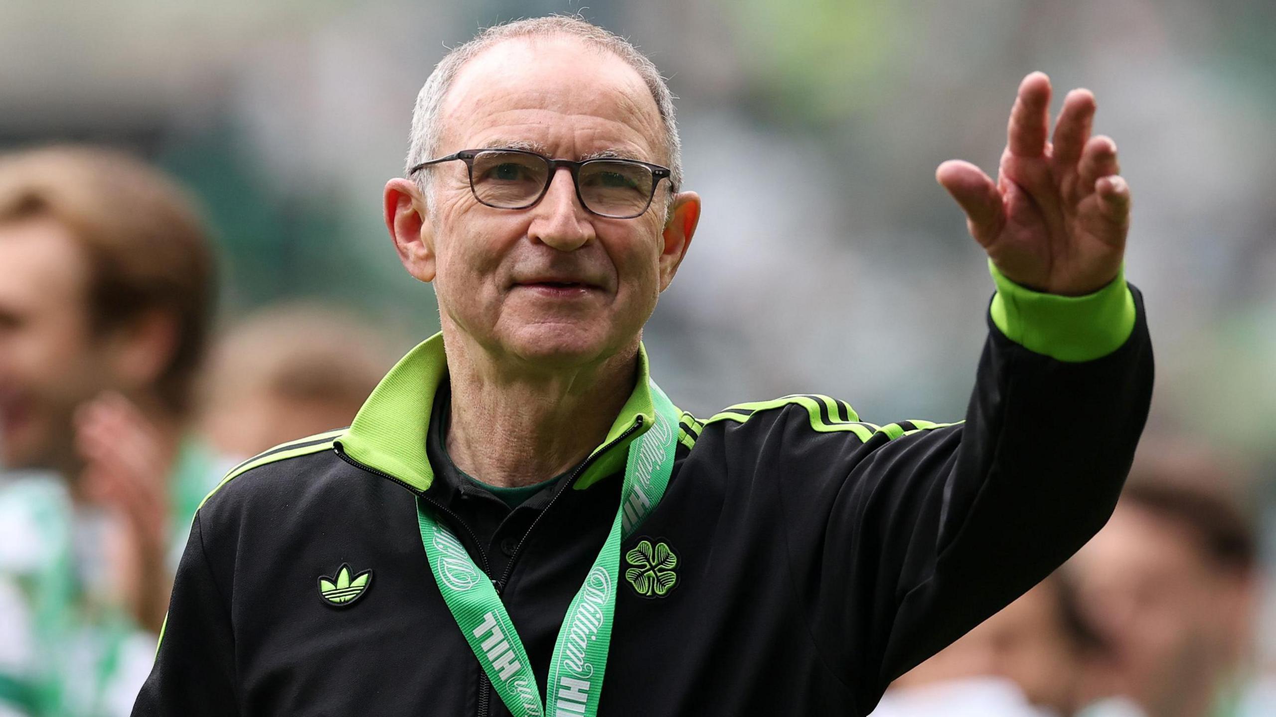 Martin O'Neill smiles after winning the Scottish Premiership