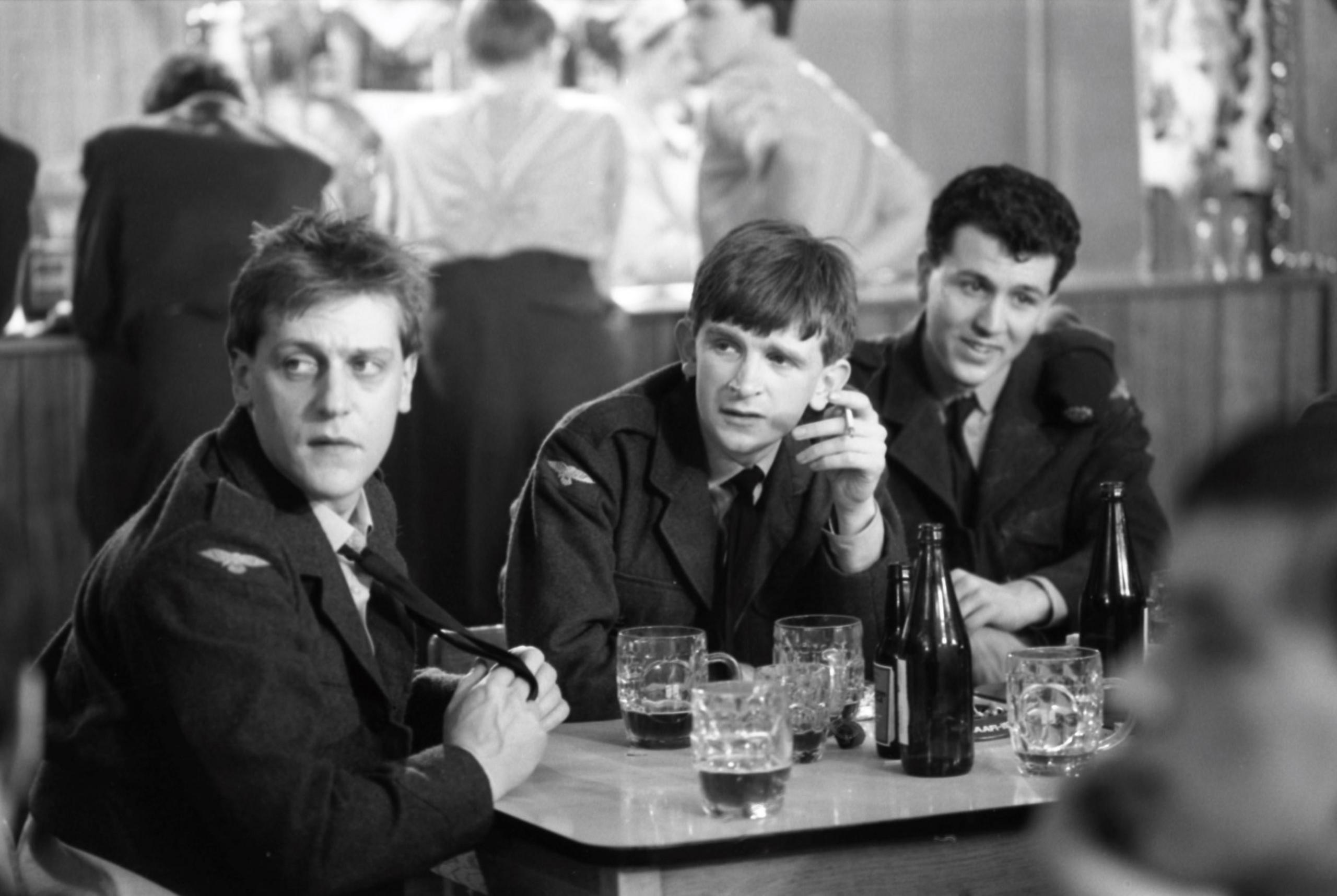 Ron Bain (middle) with David Troughton (left) and Terence Budd in the 鶹ҳ's production of Arnold Wesker's Chips with Everything in 1975