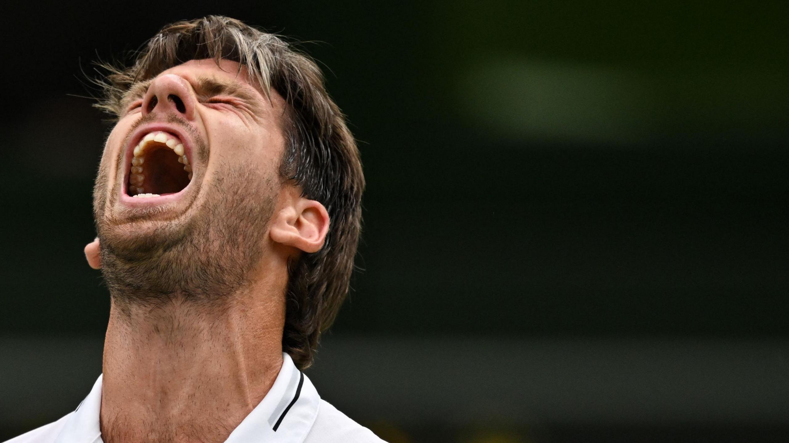 Cameron Norrie shouts in frustration at Wimbledon