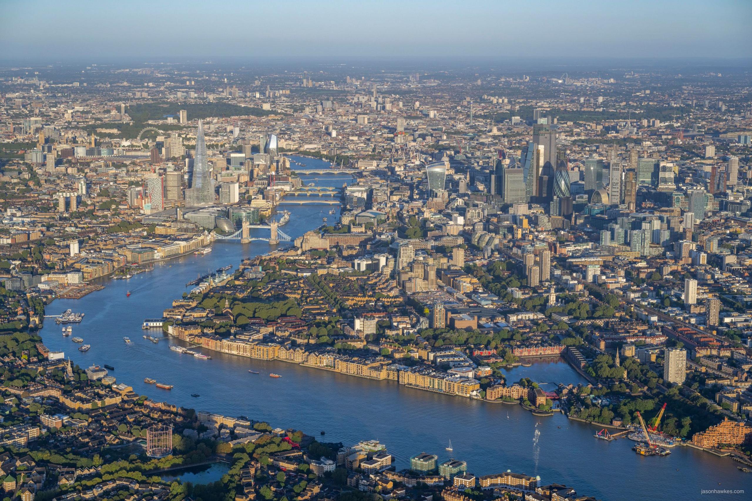 River Thames, showing City of London skyline to the right