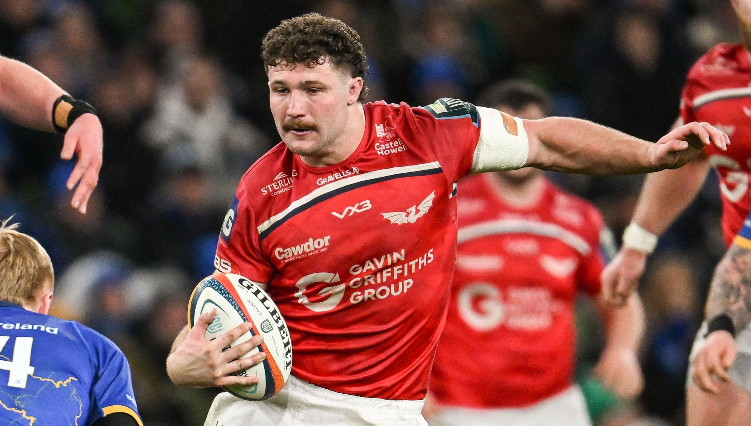 Fletcher Anderson carries the ball for Scarlets against Leinster
