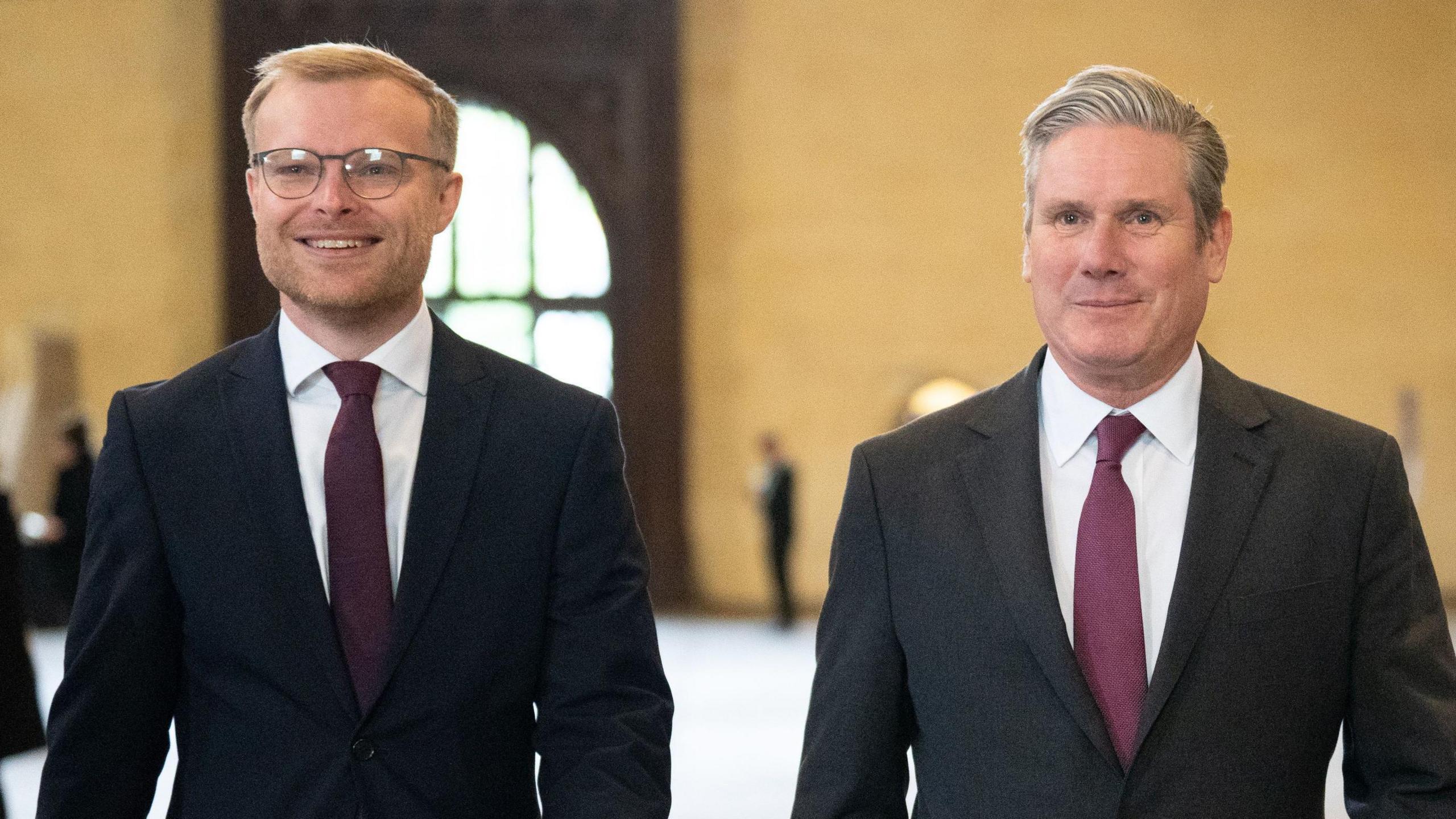 Michael Shanks, Minister for Energy, is pictured on the left walking into the Houses of Parliament in London with Labour Prime Minister Sir Keir Starmer.