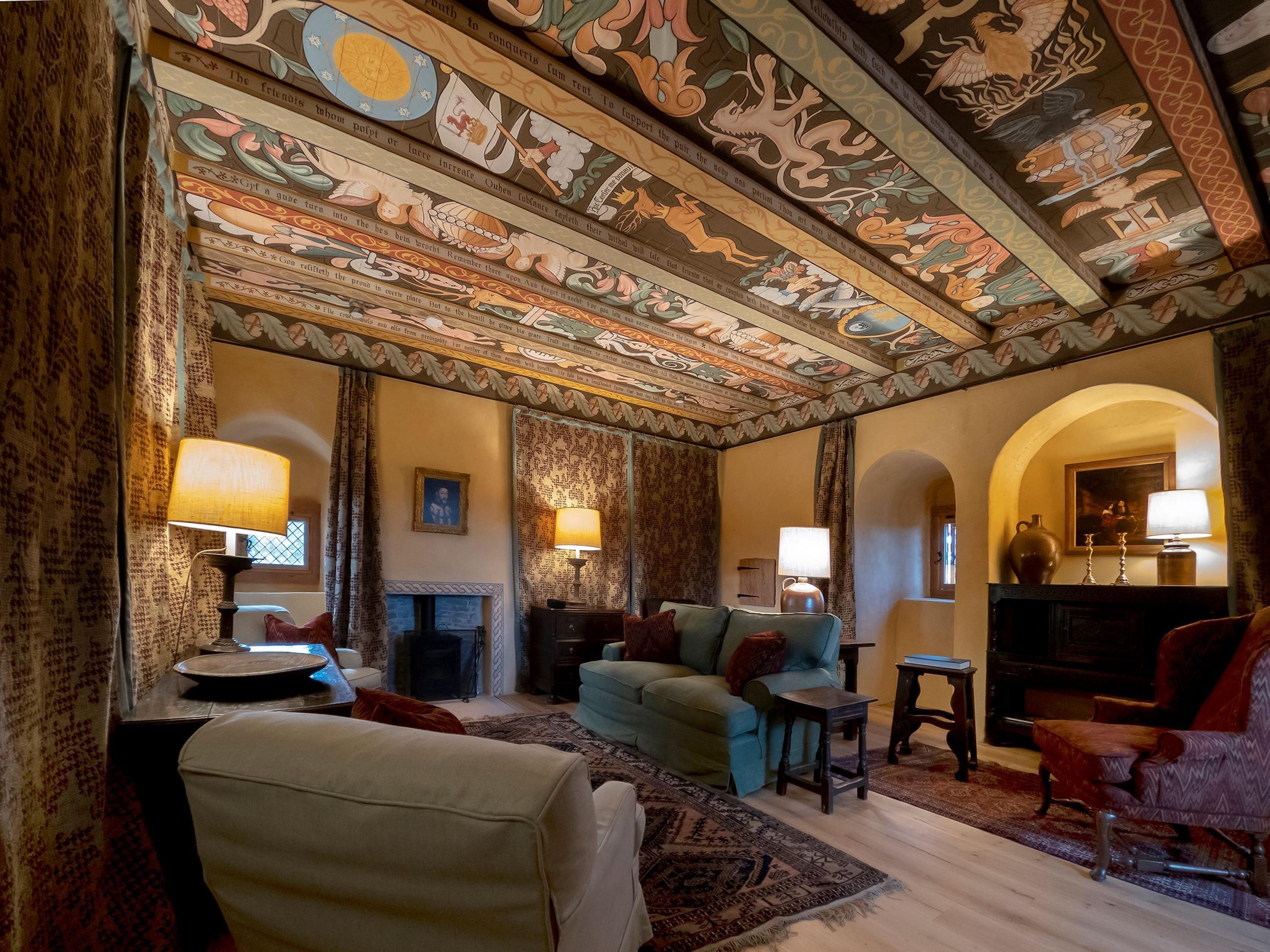 Fairburn Tower - a room with an ornately painted ceiling