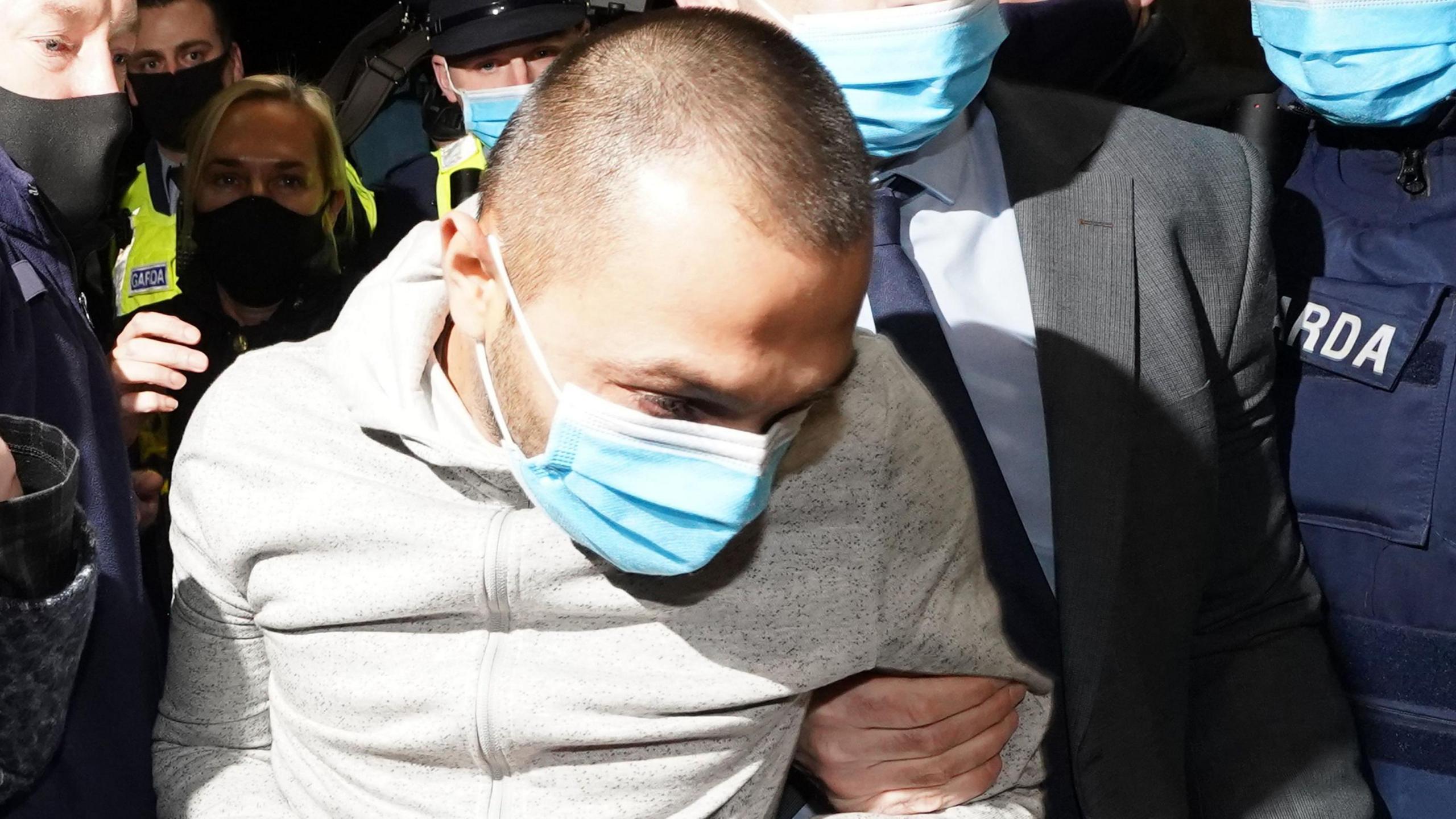 Jozef Puska, 31, is led in to Tullamore District Court where he is charged with the murder of Irish teacher Ashling Murphy who was found dead after going for a run along the Grand Canal in Tullamore, Co Offaly on Wednesday afternoon. Picture date: Wednesday January 19, 2022.