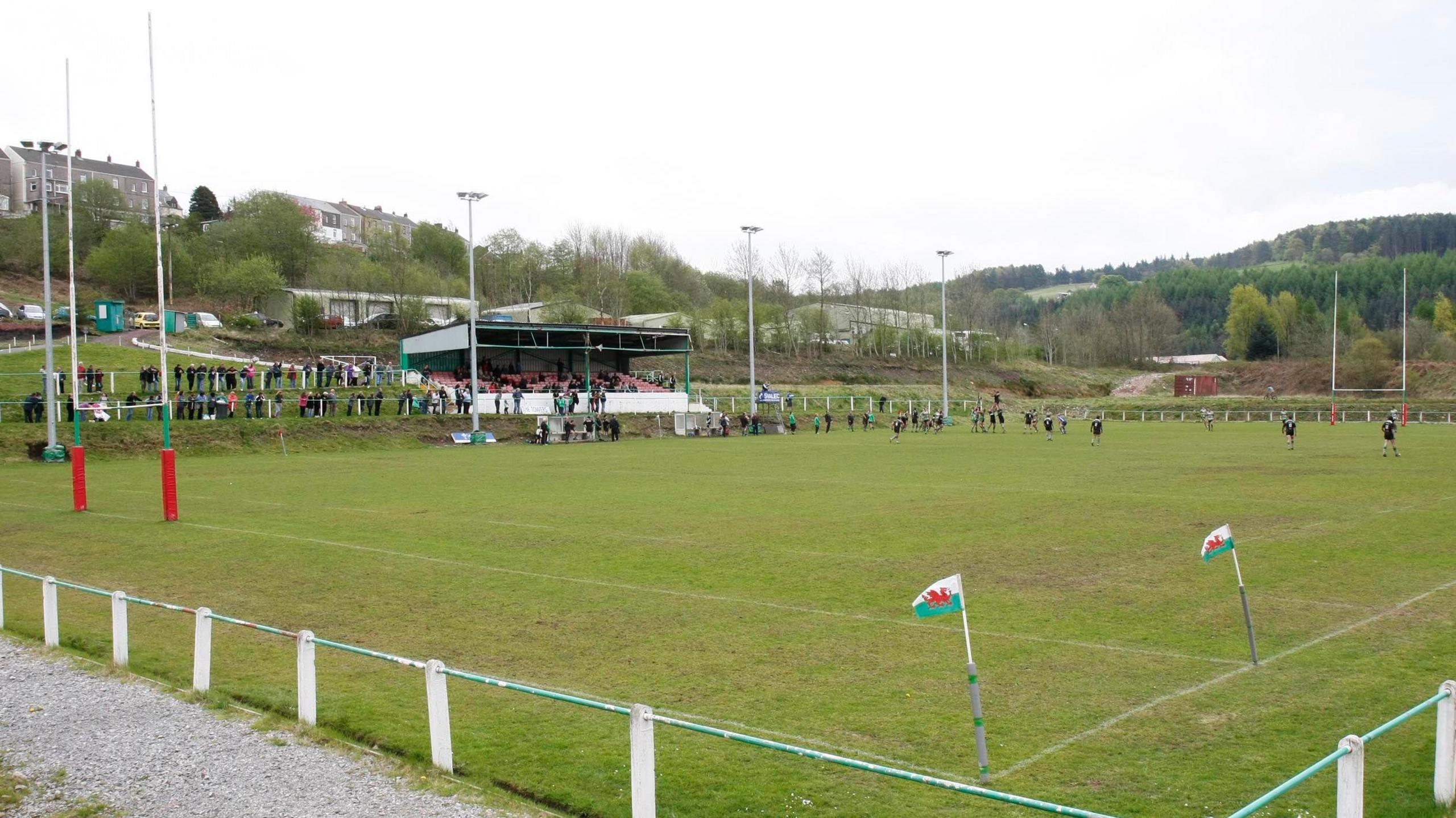 The rugby pitch at Tonmawr RFC