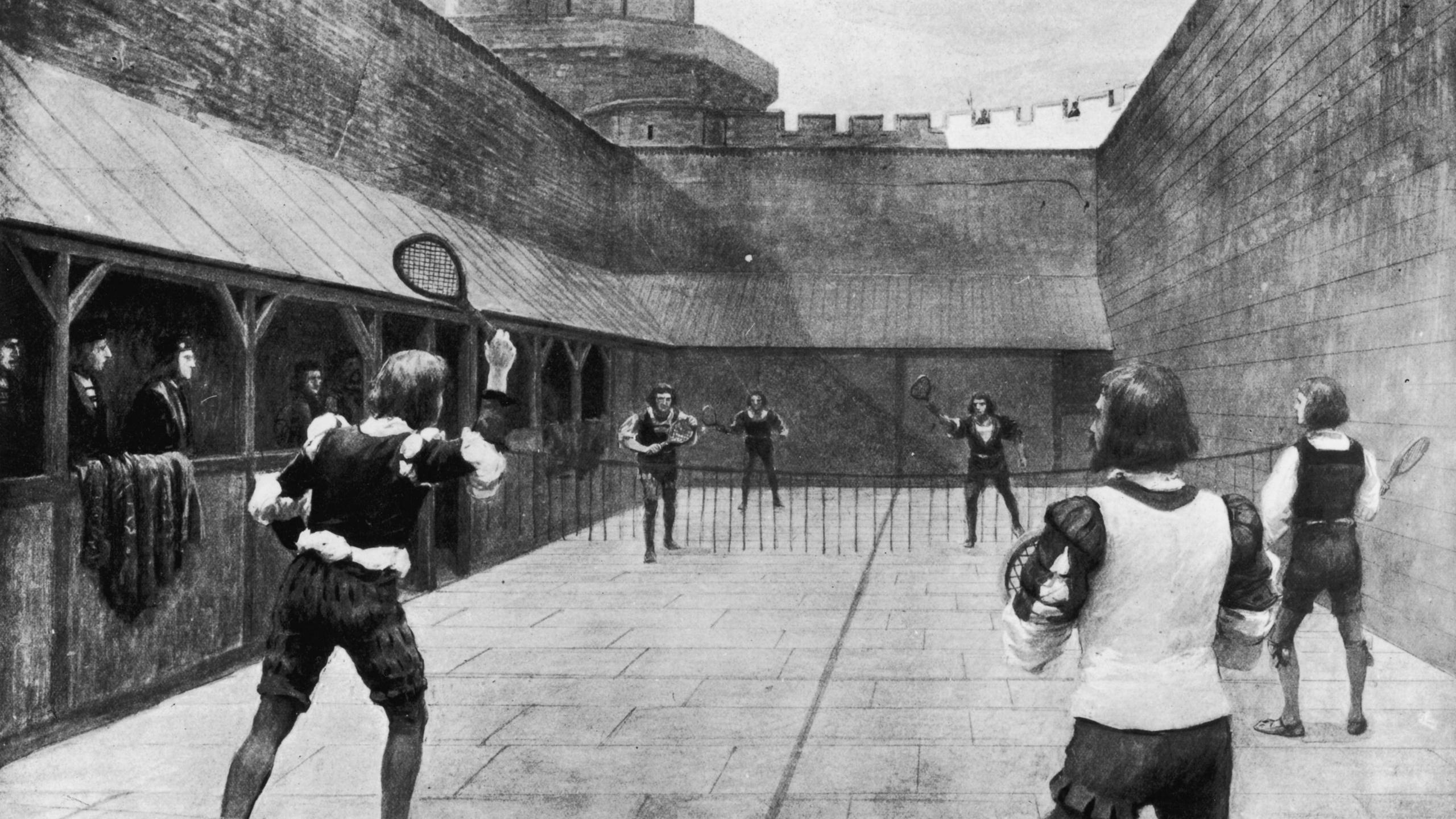 Circa 1500, A game of tennis during the time of King Henry VII.