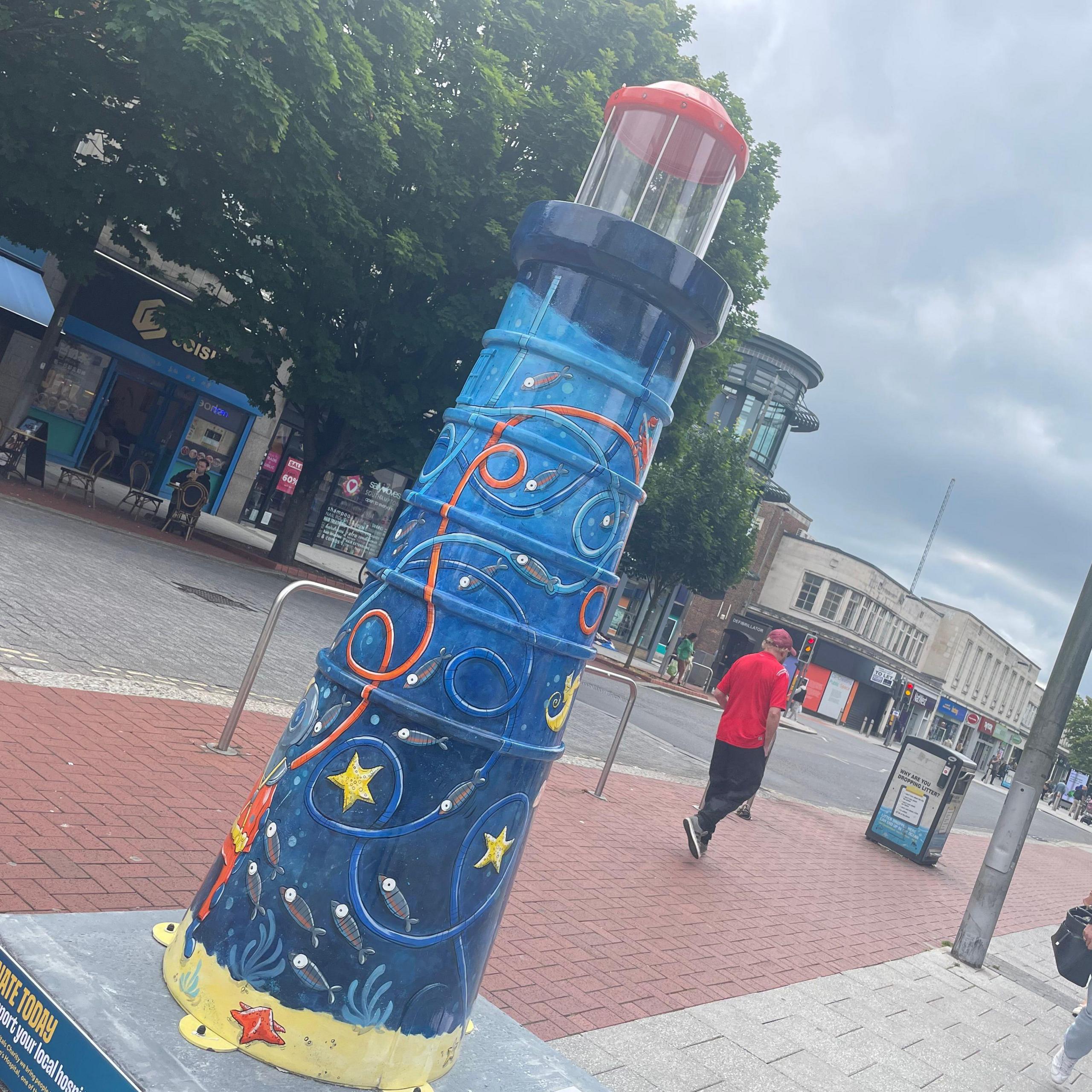 Lighthouse sculpture in Southampton city centre