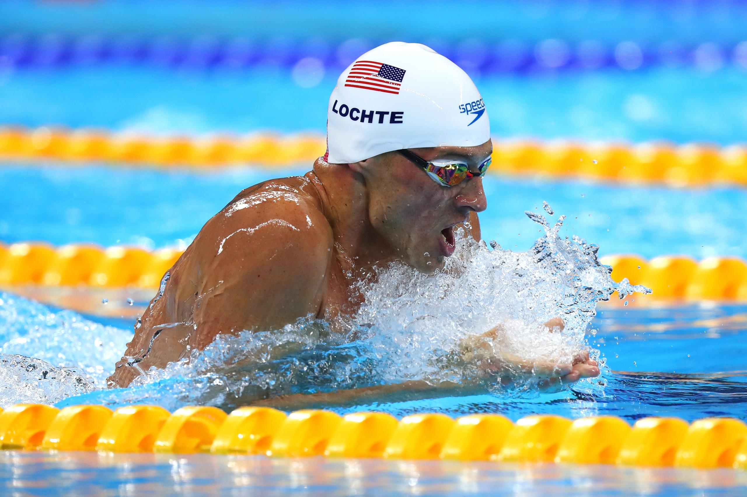 Ryan Lochte of the United States in the Men's 200m Individual Medley heat on Day 5 of the Rio 2016 Olympic Games at the Olympic Aquatics Stadium on August 10, 2016