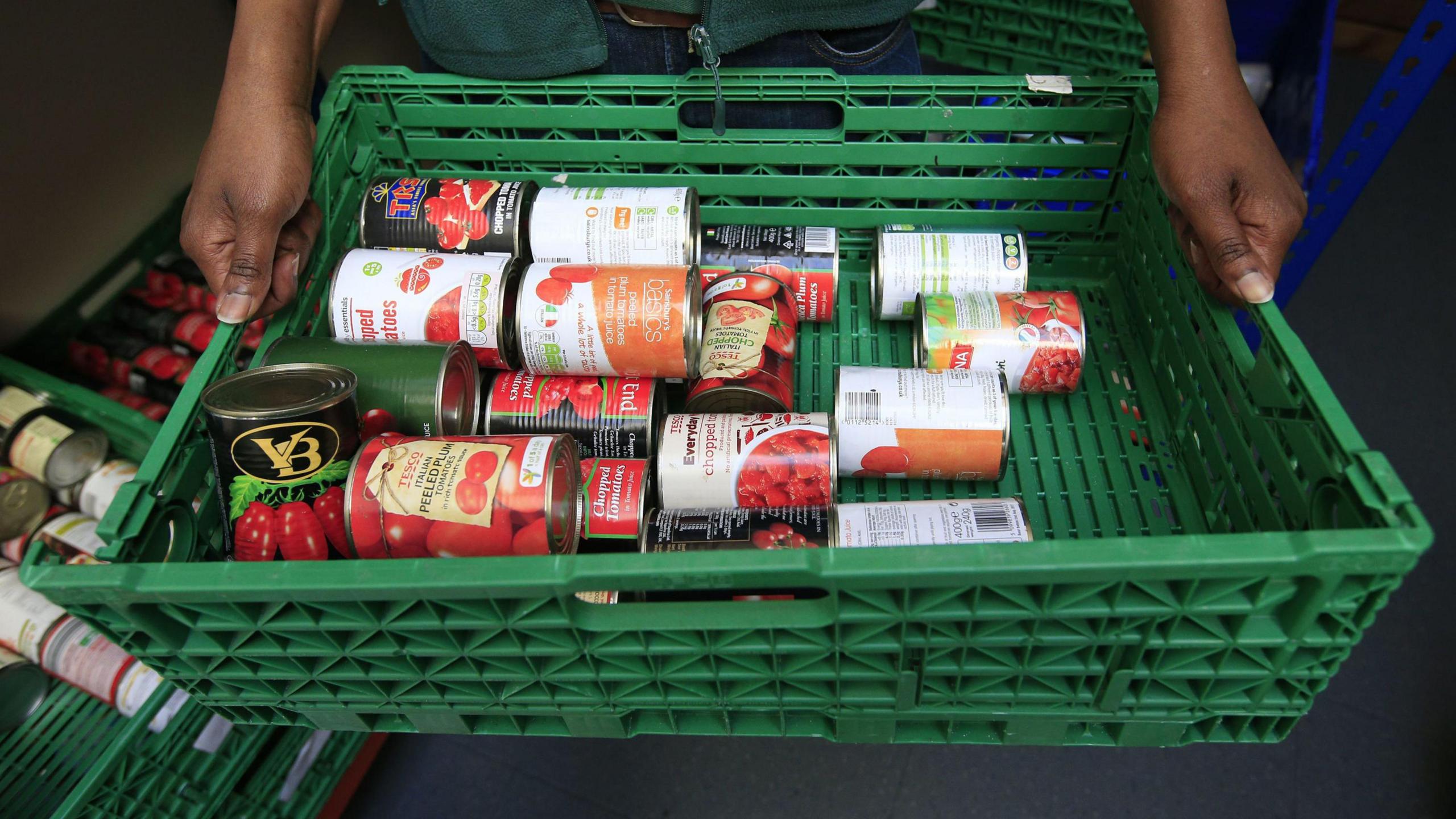 Stocks of food in a tray