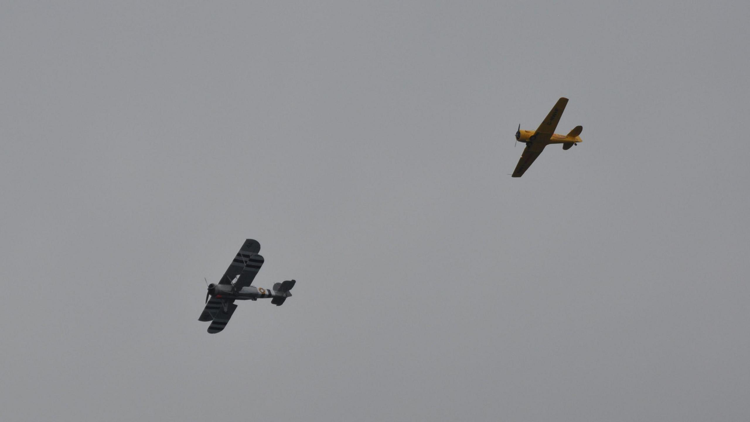 Close up of the Swordfish and Harvard aircraft