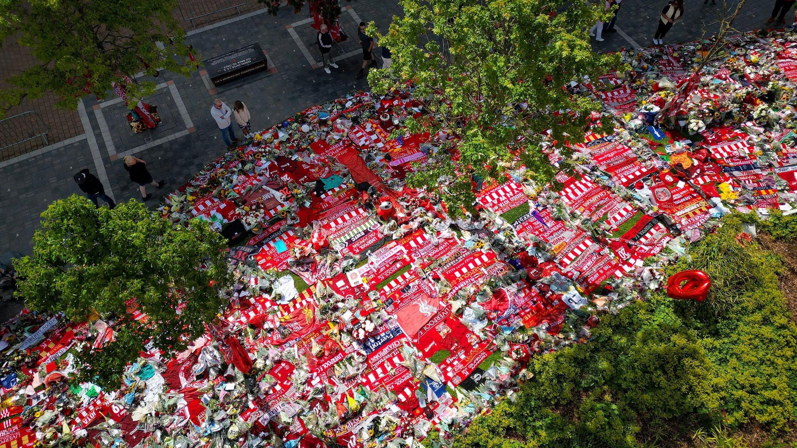 Tributes have been placed outside Anfield for Diogo Jota