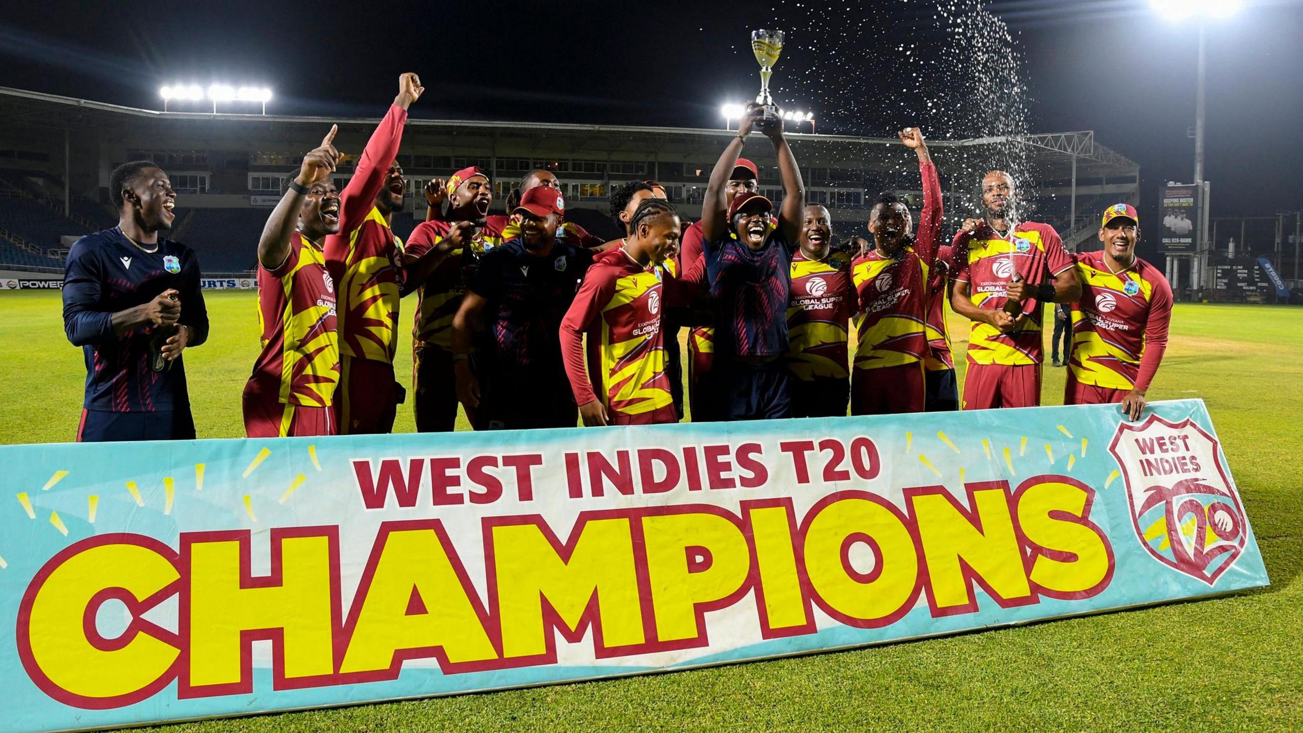 West Indies with the T20 series trophy