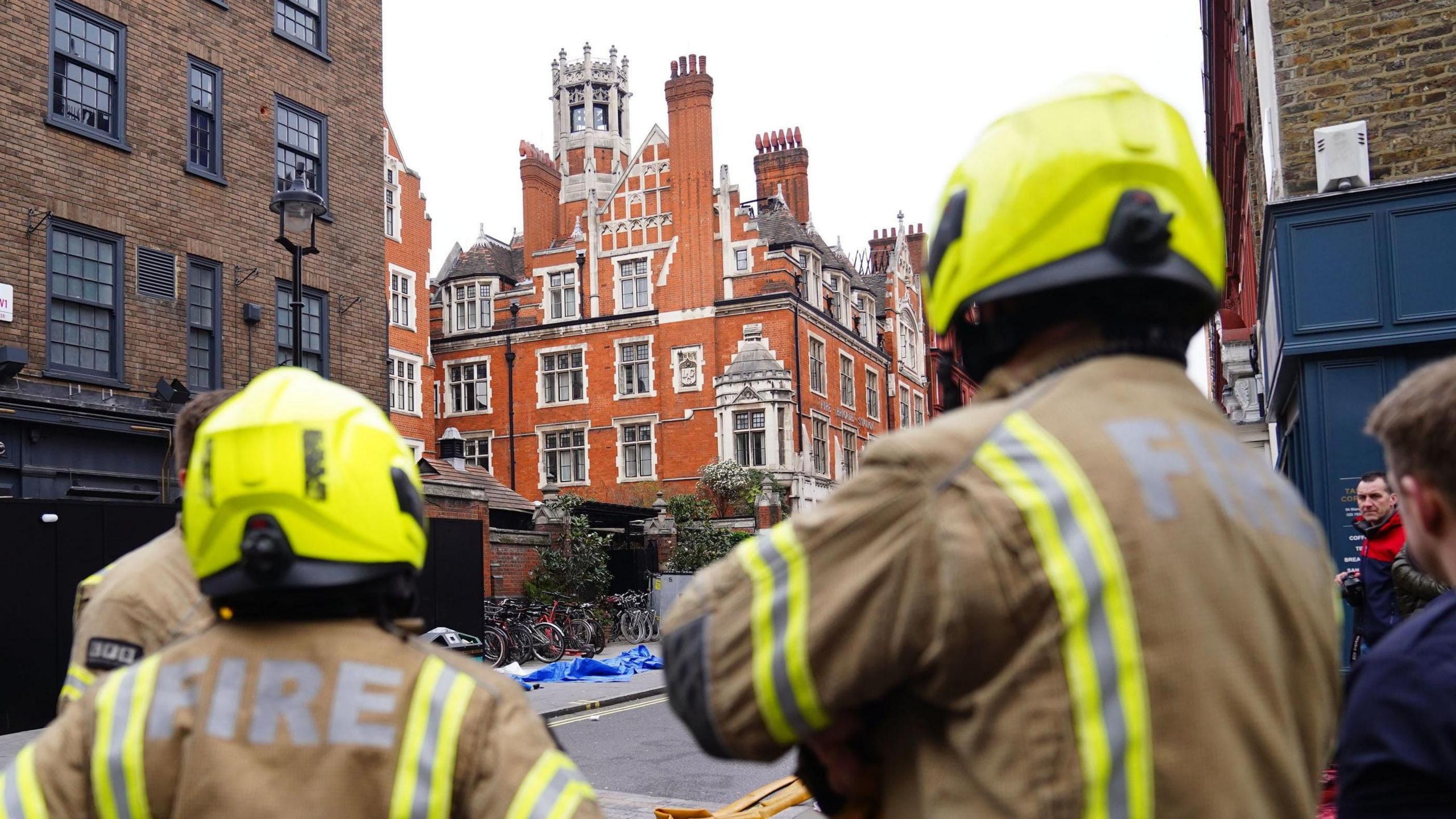 Firefighters at the Chiltern Firehouse in central London