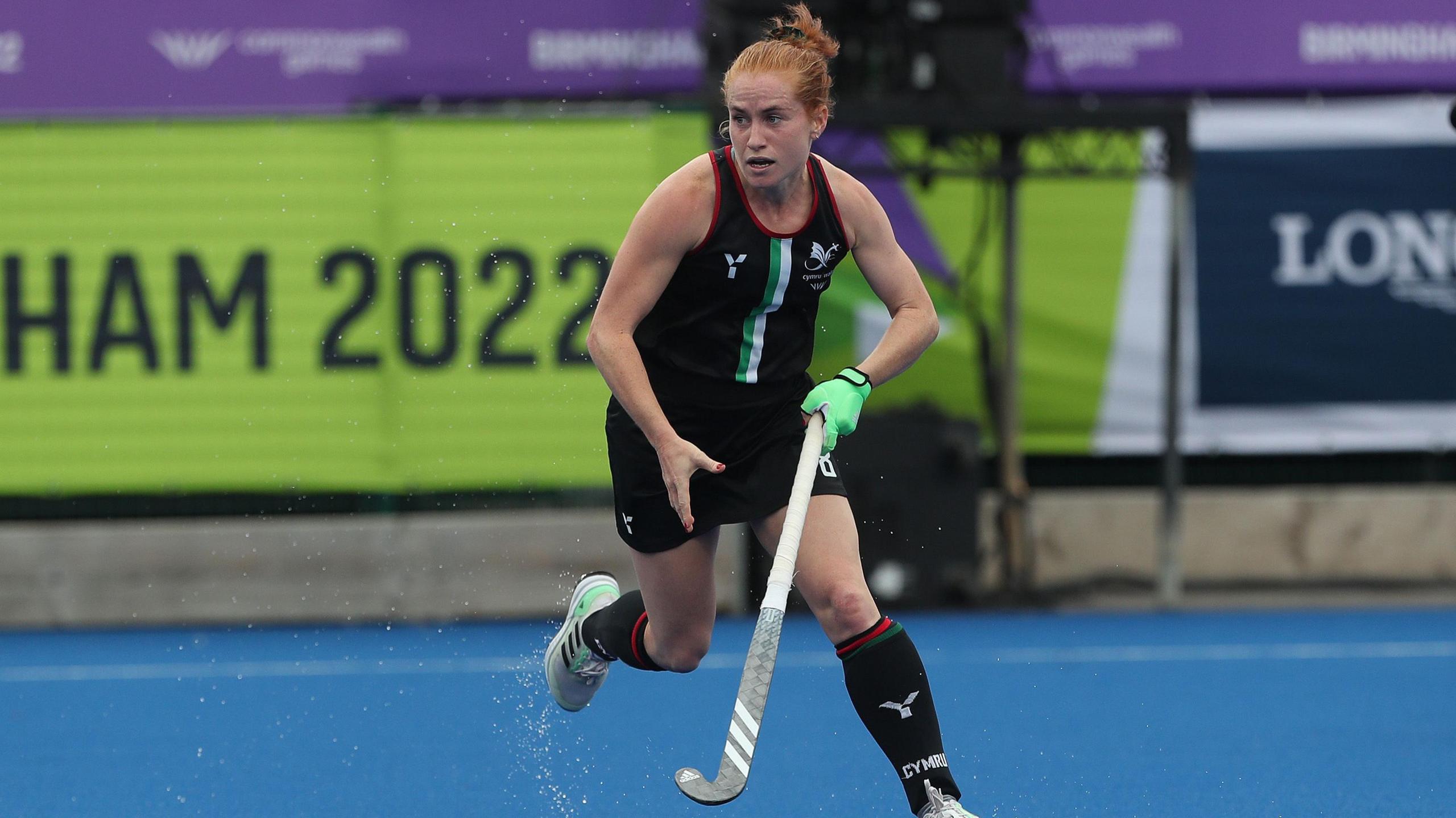 Sarah JONES of Wales during the Women's Hockey Pool A match between Canada and Wales on Day One of the Commonwealth Games at the University of Birmingham Hockey & Squash Centre, Birmingham, England on Friday 29th July 2022.