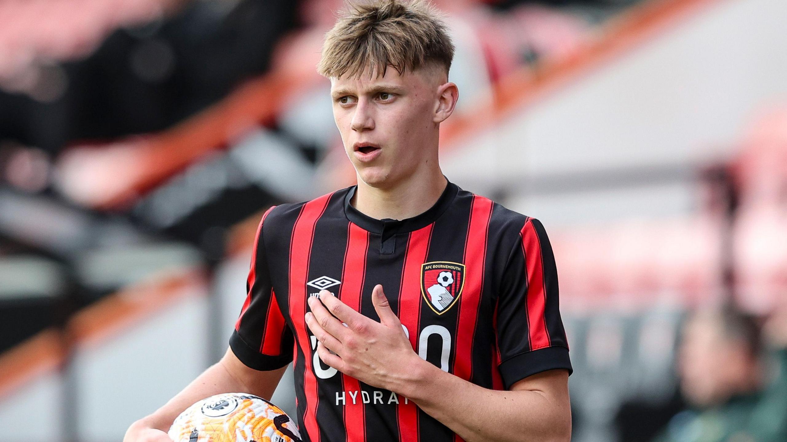 Charlie Osborne pictured in a Bournemouth shirt