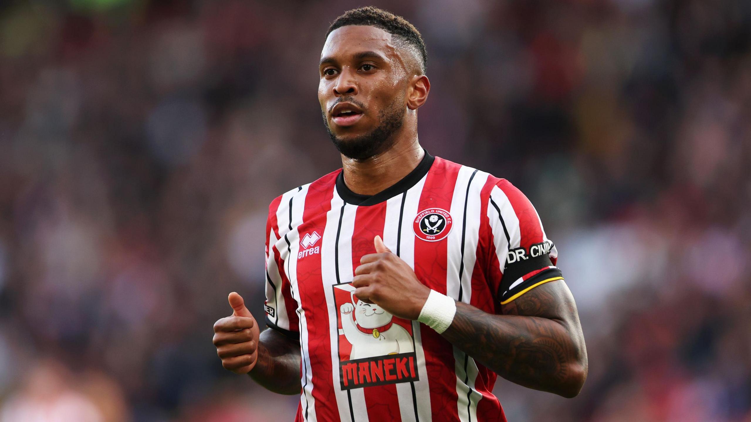 Sheffield United forward Tyrese Campbell playing against former club Stoke City