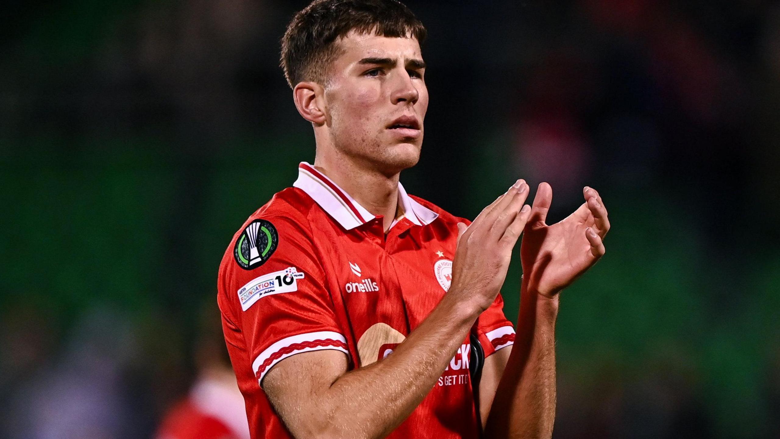 Lewis Temple after a Europa Conference League game for Shelbourne