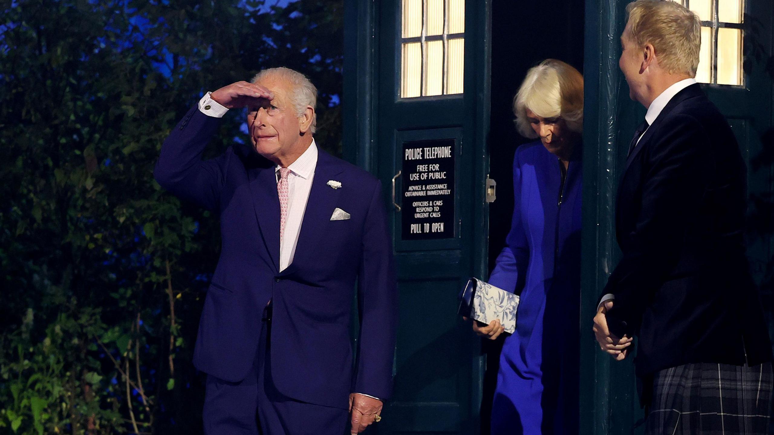 The King and Queen Camilla arrived at the opening ceremony in a Tardis with Olympic cycling legend Sir Chris Hoy.