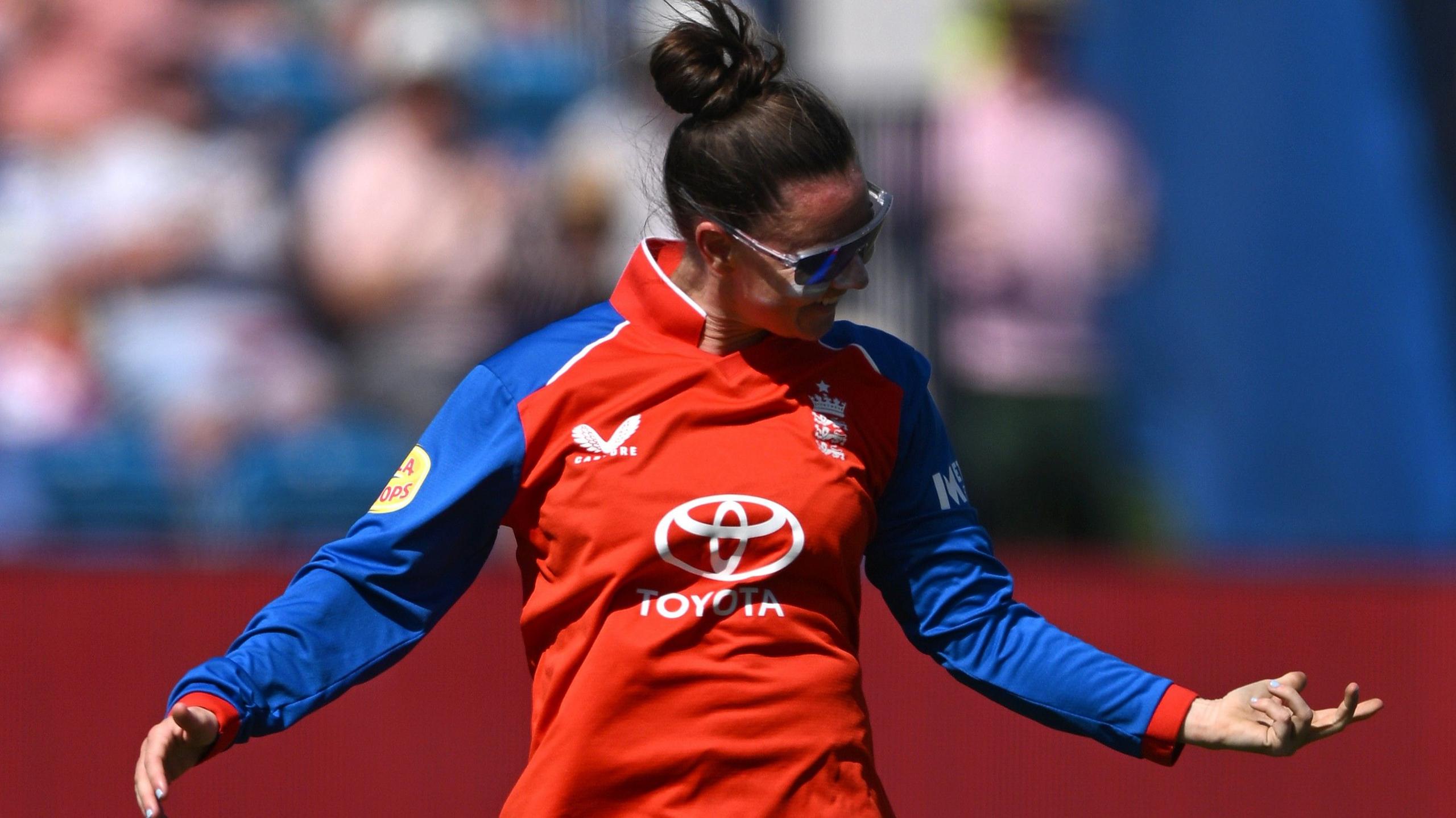 Linsey Smith celebrates a wicket
