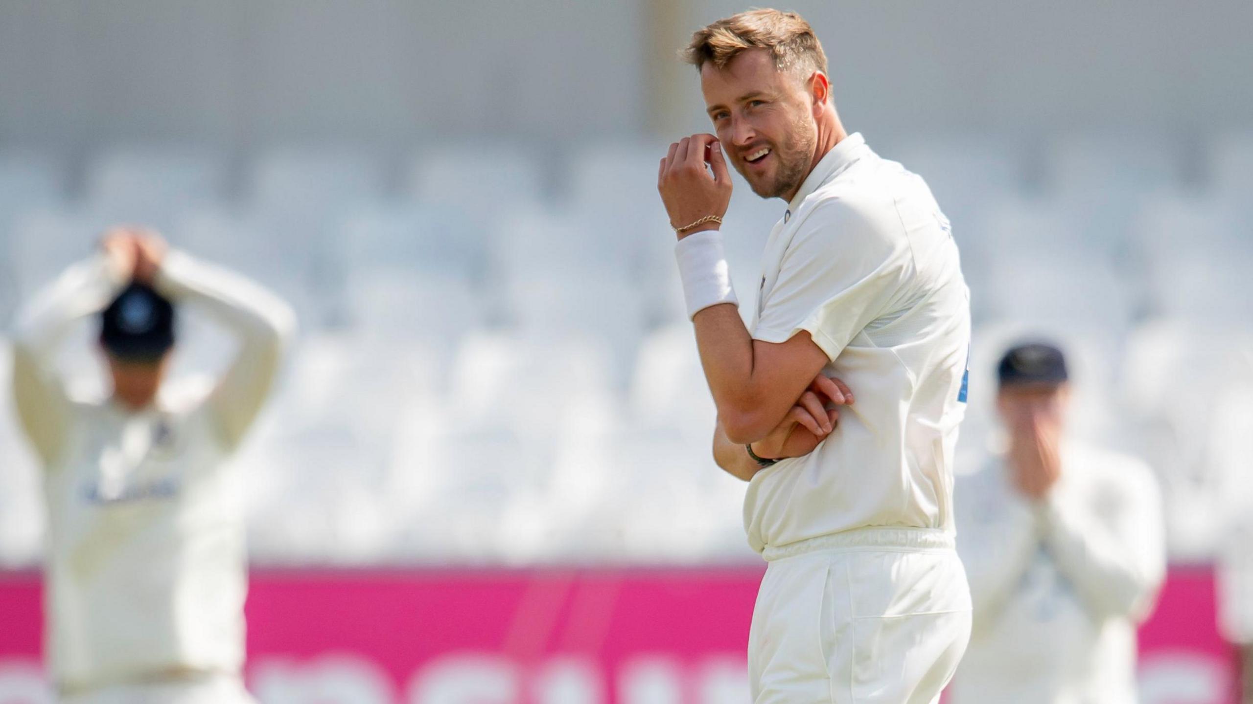 Sussex and England fast bowler Ollie Robinson contemplates a turned-down appeal